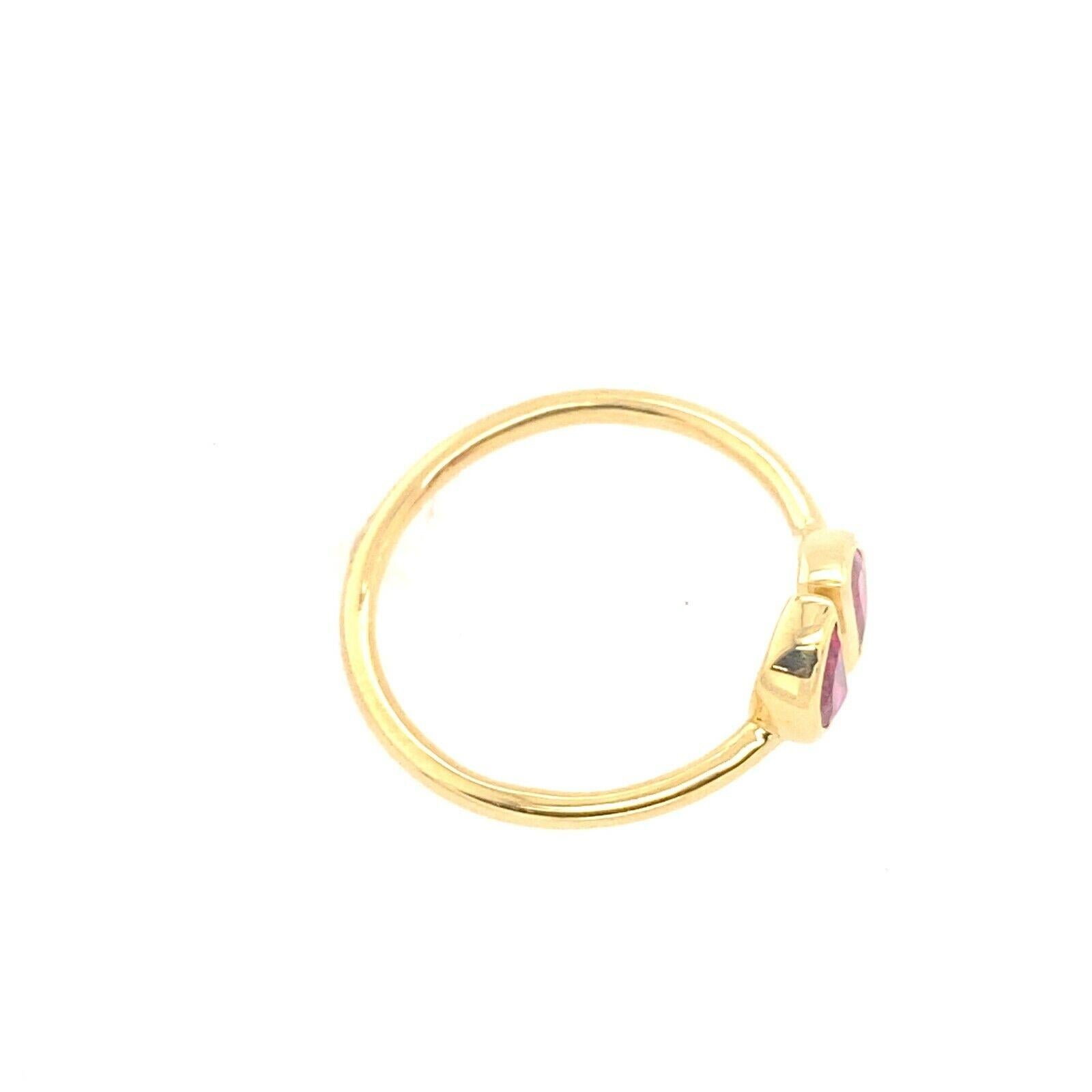 Women's 2 Matching Moon Shape Pigeon Rubies 0.66ct in 18ct Yellow Gold Ring For Sale