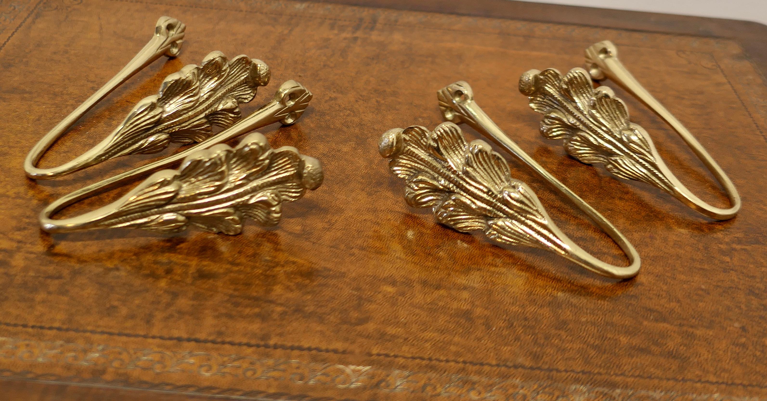 Mid-20th Century 2 Matching Pairs of French Brass Curtain Tie Backs      For Sale