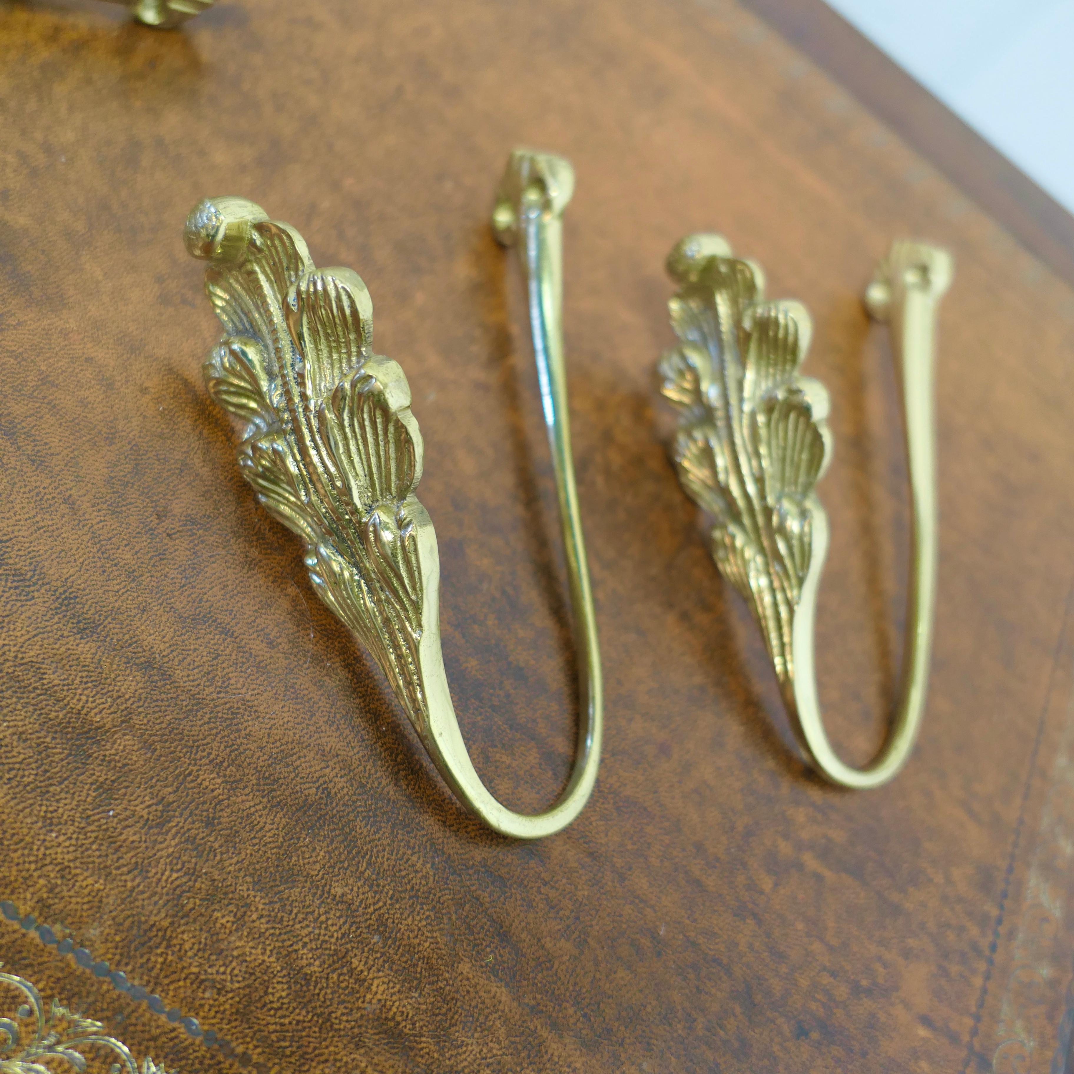 2 Matching Pairs of French Brass Curtain Tie Backs      For Sale 1