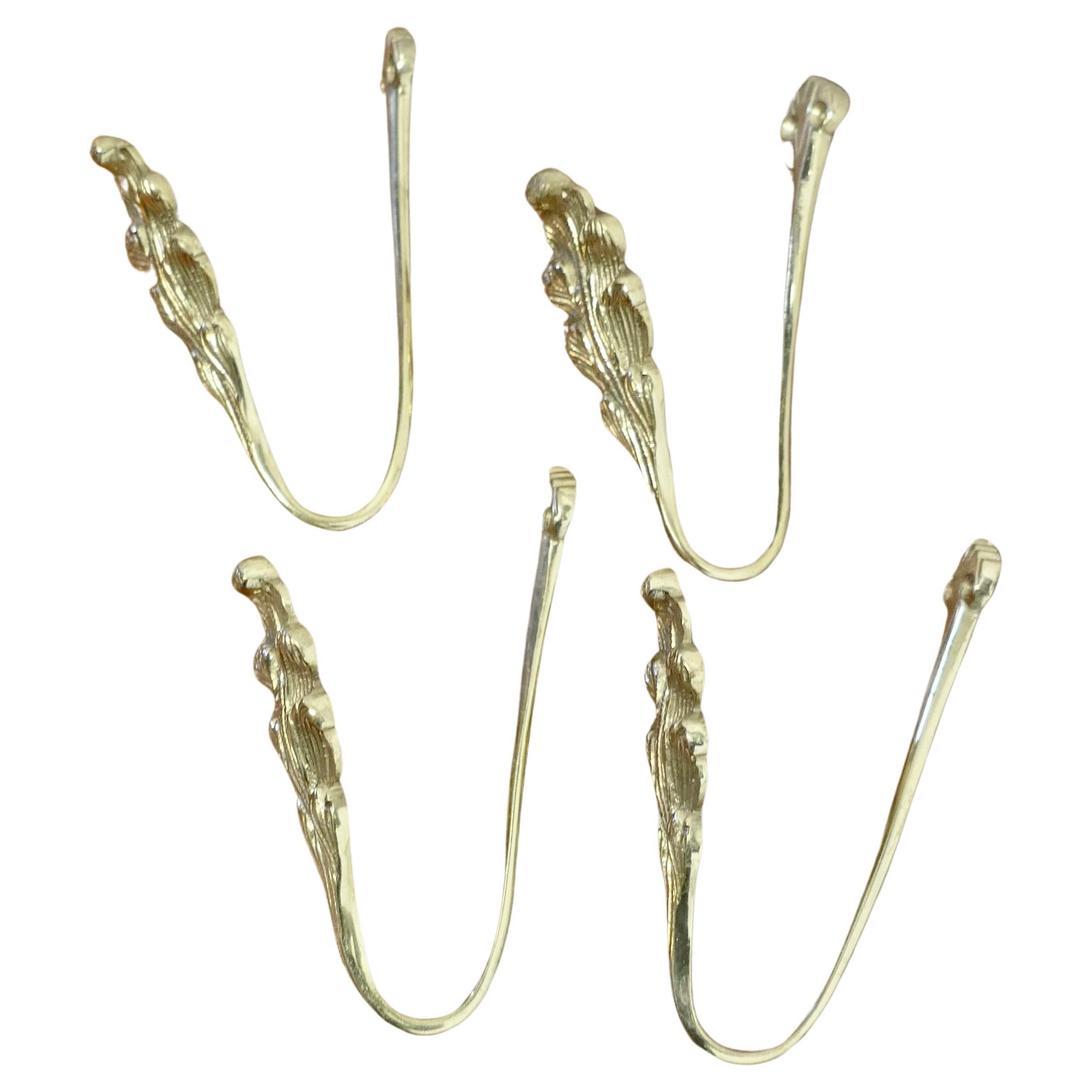 2 Matching Pairs of French Brass Curtain Tie Backs      For Sale