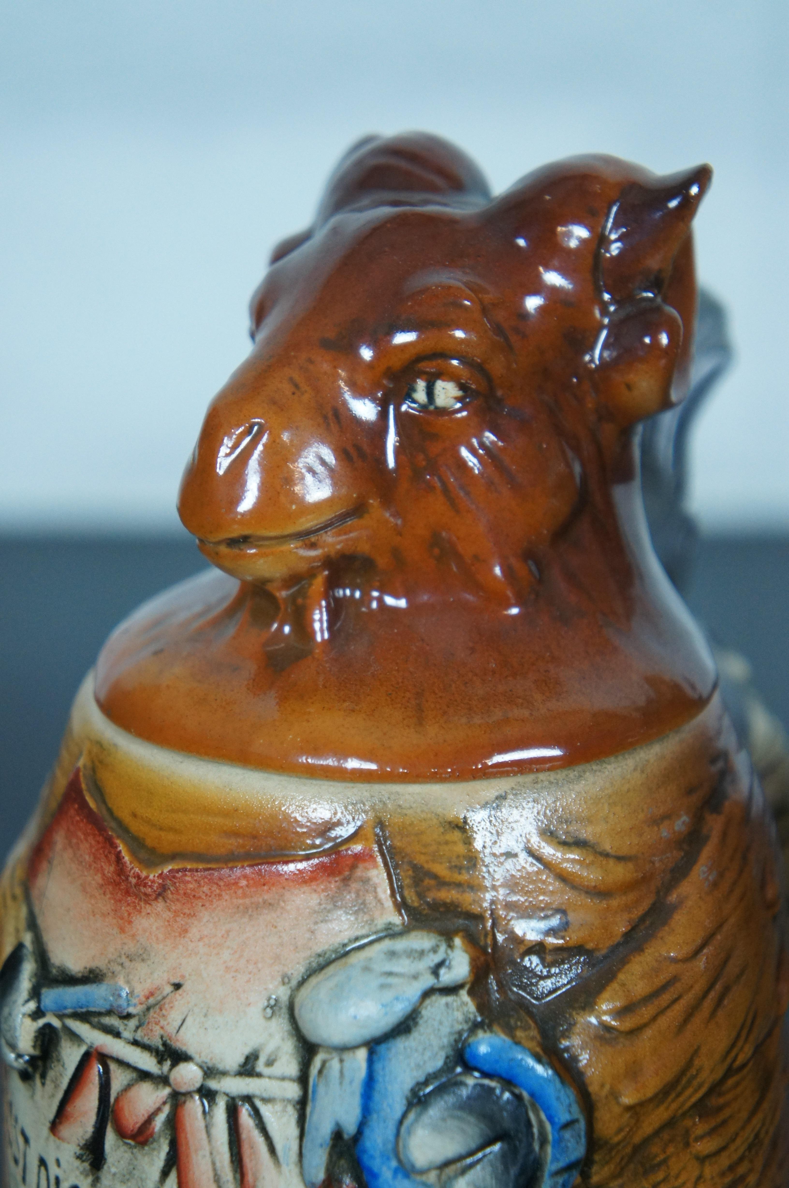 2 Matthias Girmscheid Ceramic Figural Lidded Ram Beer Steins No. 831 Pair 8