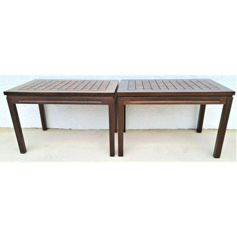 Mid-Century Modern '2' MCM Danish Modern Rosewood Tile Side End Coffee Tables For Sale