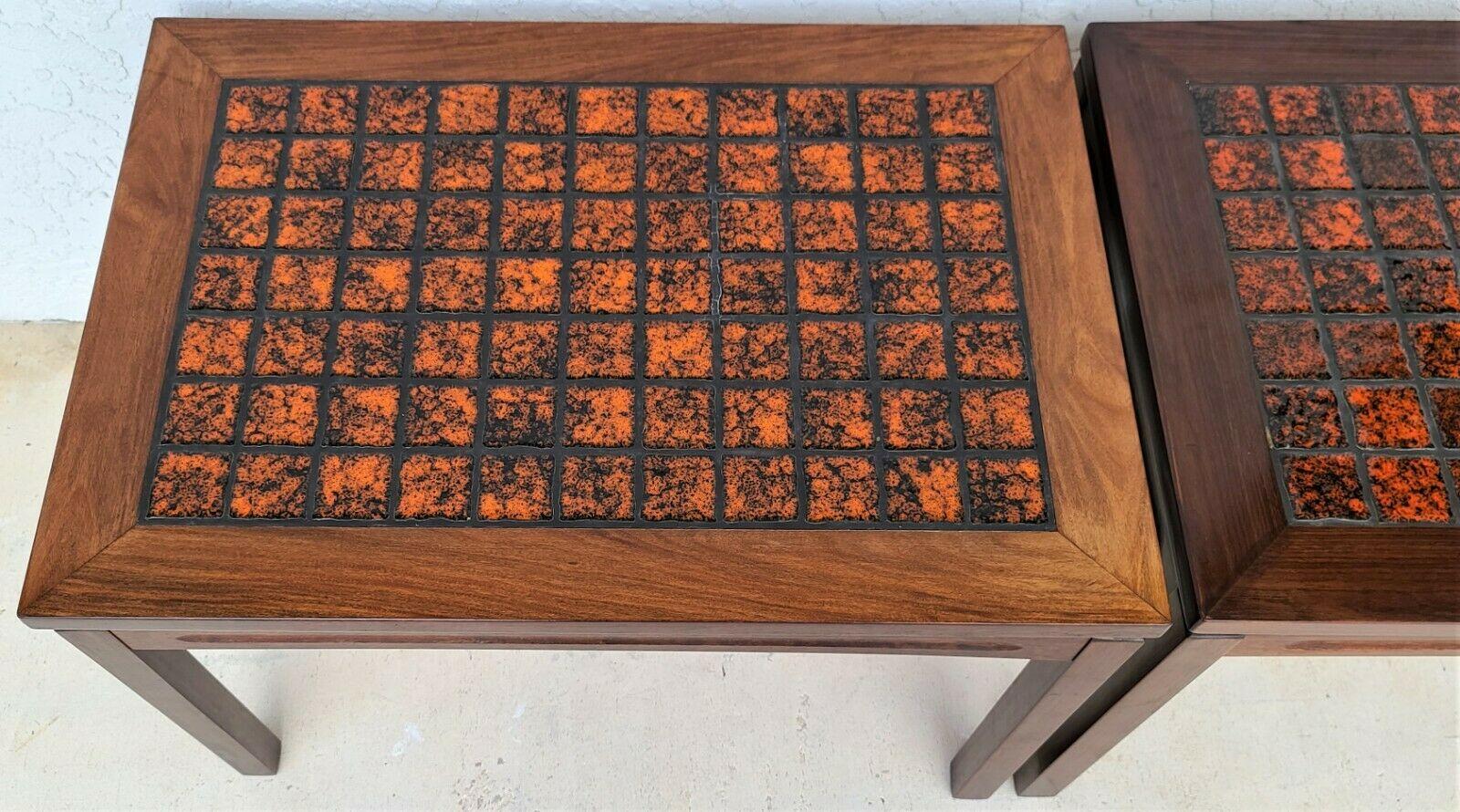 '2' MCM Danish Modern Rosewood Tile Side End Coffee Tables In Good Condition For Sale In Lake Worth, FL