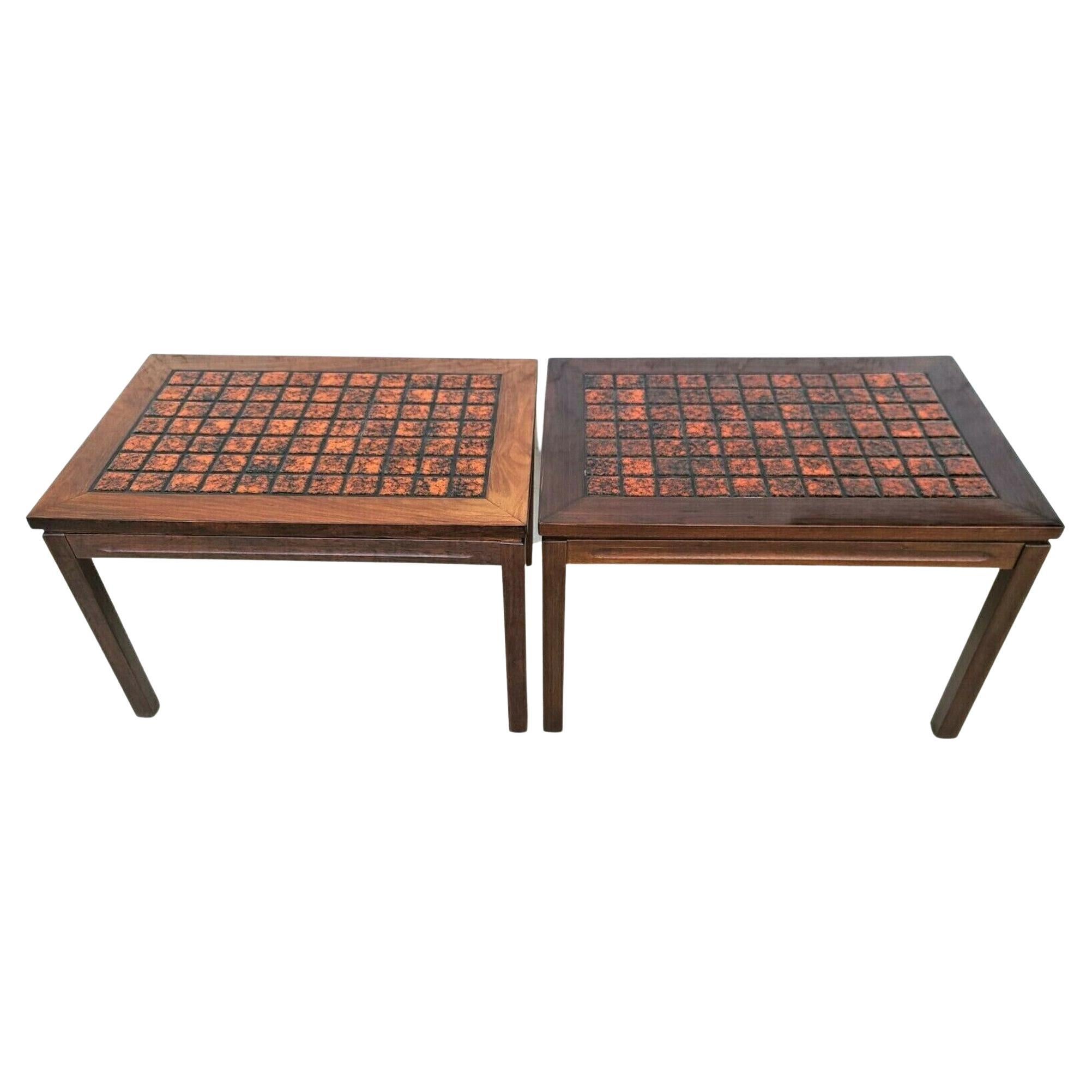 '2' MCM Danish Modern Rosewood Tile Side End Coffee Tables For Sale