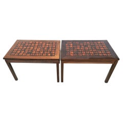 Vintage '2' MCM Danish Modern Rosewood Tile Side End Coffee Tables