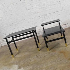 2 MCM Founders Furn Side Tables Black Brass Sabots Coronado Group Luther Draper