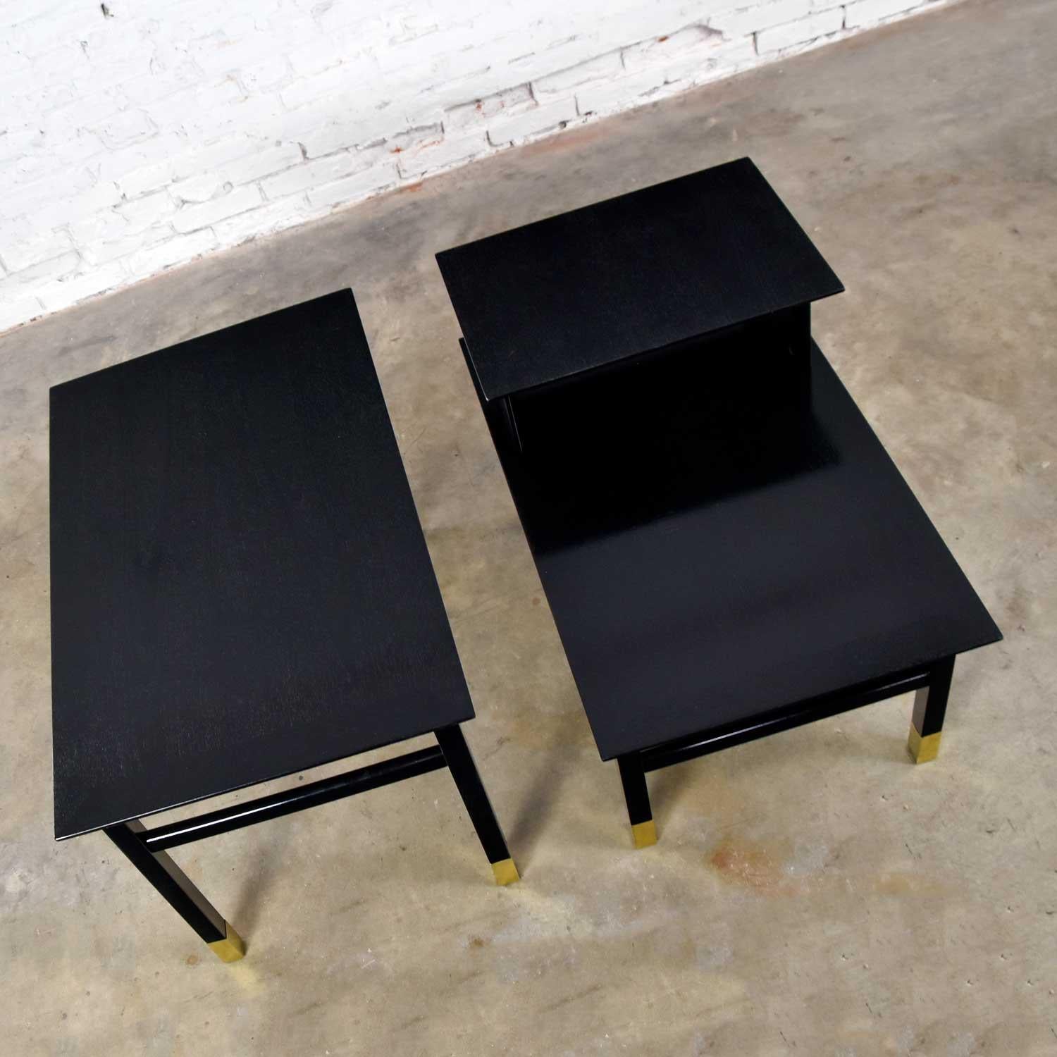 2 MCM Founders Furn Side Tables Black Brass Sabots Coronado Group Luther Draper 1