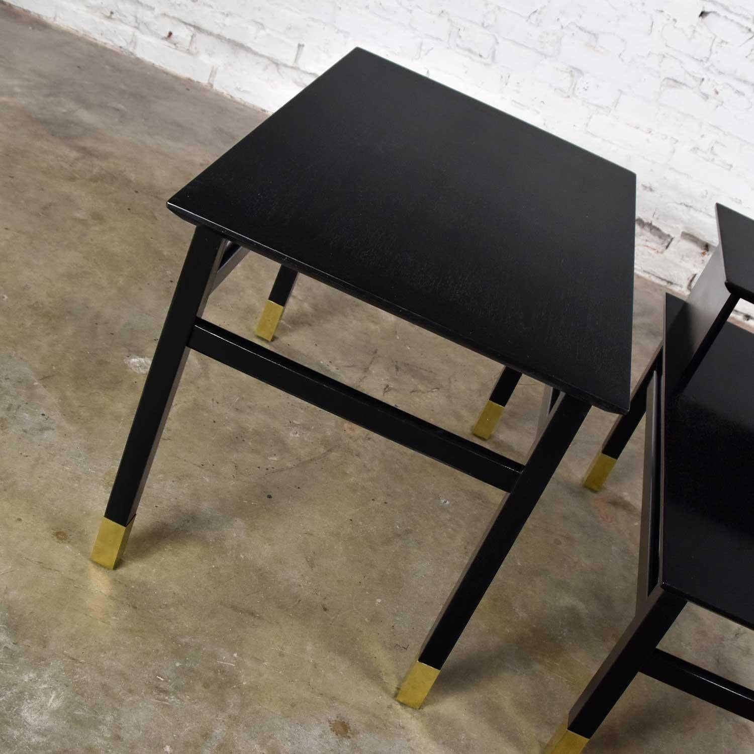 2 MCM Founders Furn Side Tables Black Brass Sabots Coronado Group Luther Draper 2