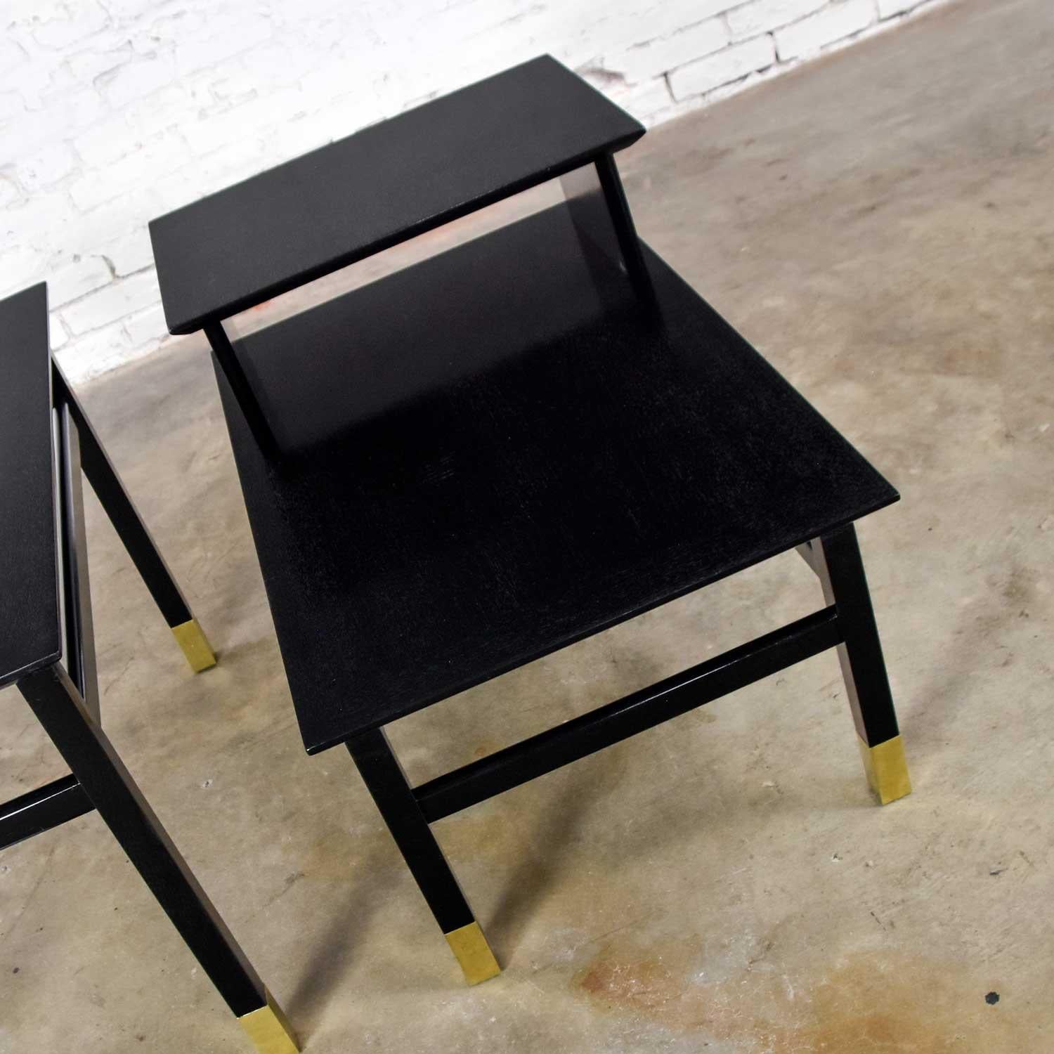 2 MCM Founders Furn Side Tables Black Brass Sabots Coronado Group Luther Draper 3