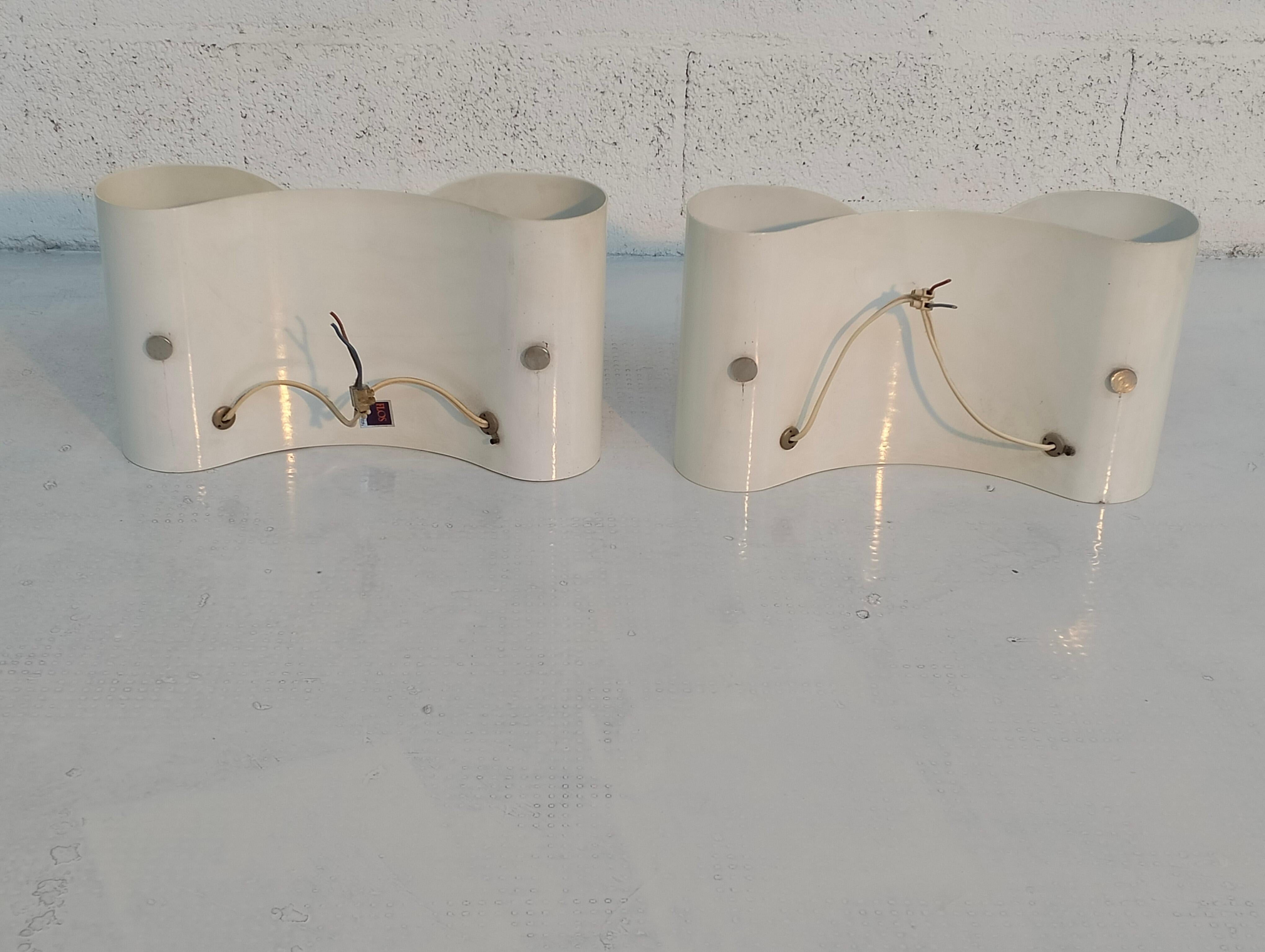Mid-20th Century 2 metal sconces Foglio model by Afra e Tobia Scarpa for Flos 60s, 70s