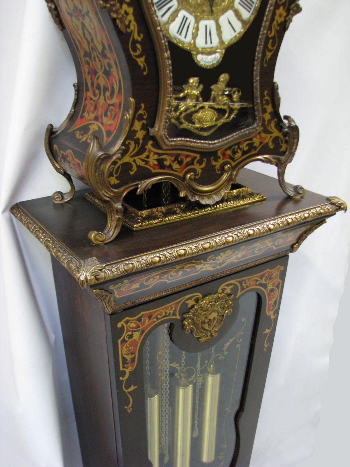 High Boulle Clock on a Column Kienzle Movement, Second Half of the 20th Century For Sale 4