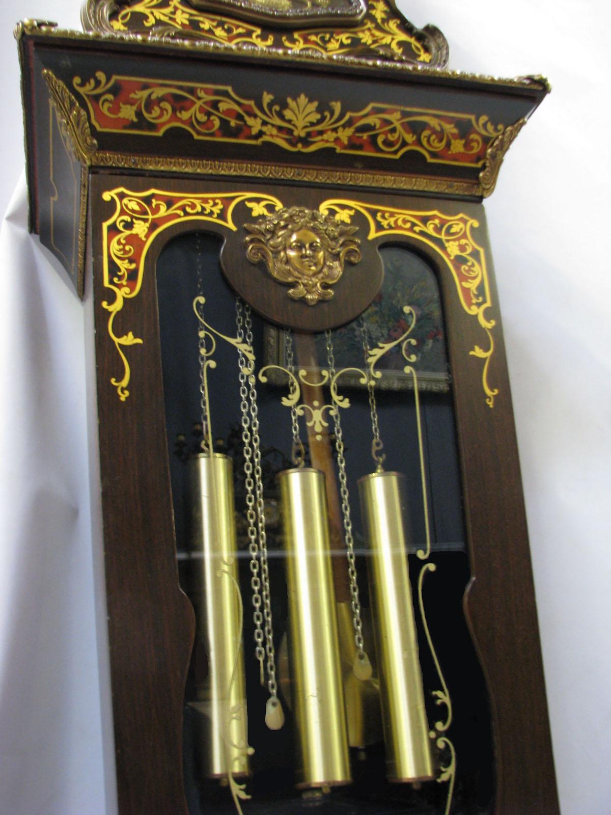 French High Boulle Clock on a Column Kienzle Movement, Second Half of the 20th Century For Sale