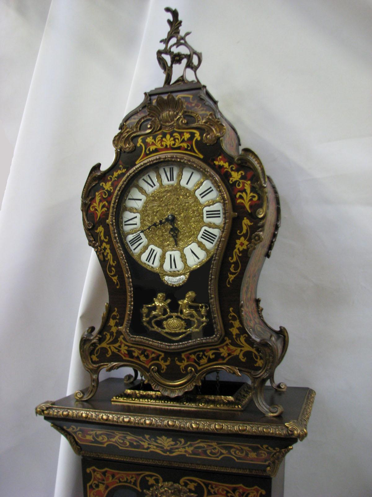 Metal High Boulle Clock on a Column Kienzle Movement, Second Half of the 20th Century For Sale