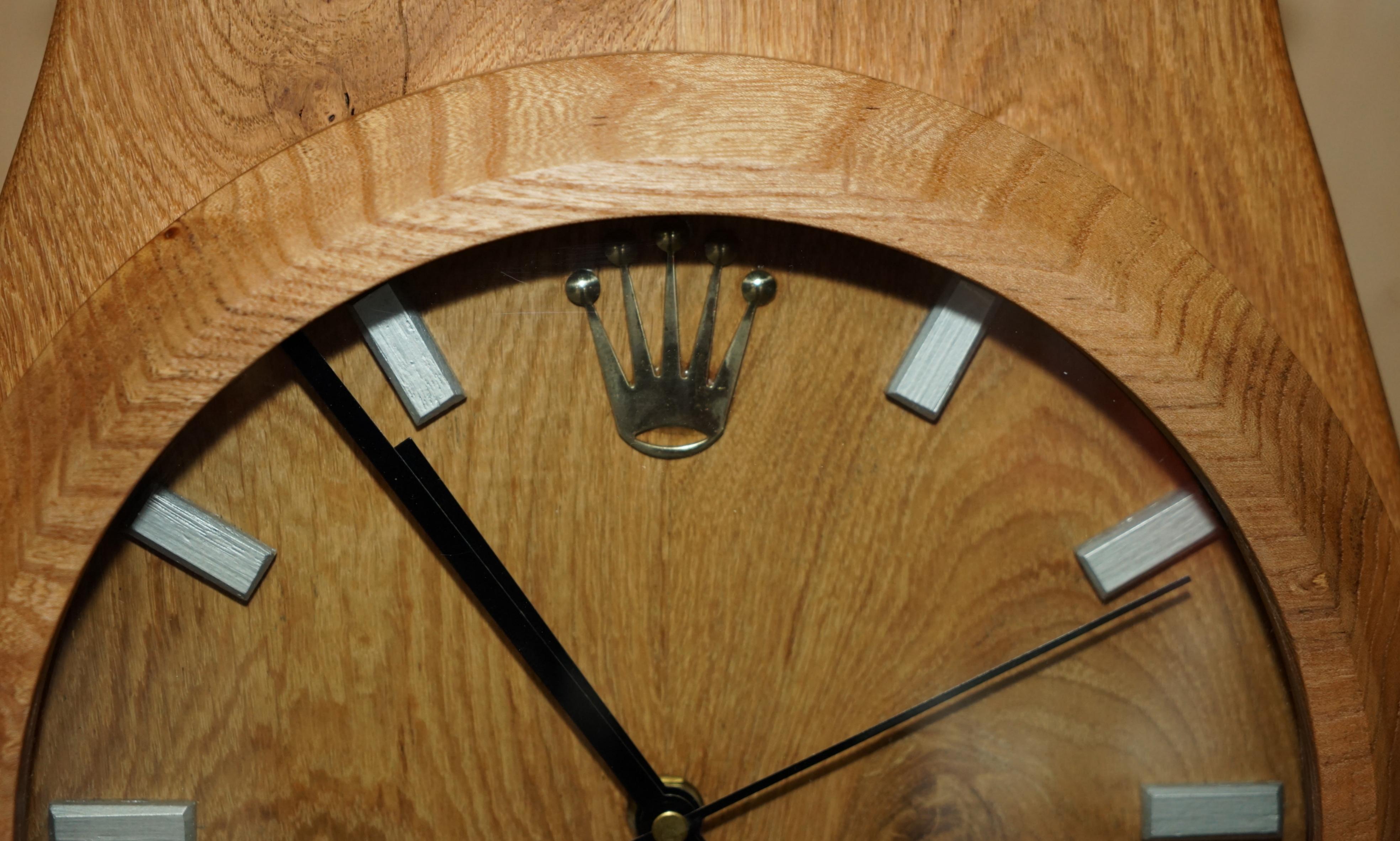 Hand Solid Elm & Oak Rolex Oyster Perpetual Wristwatch Wall Clock 5