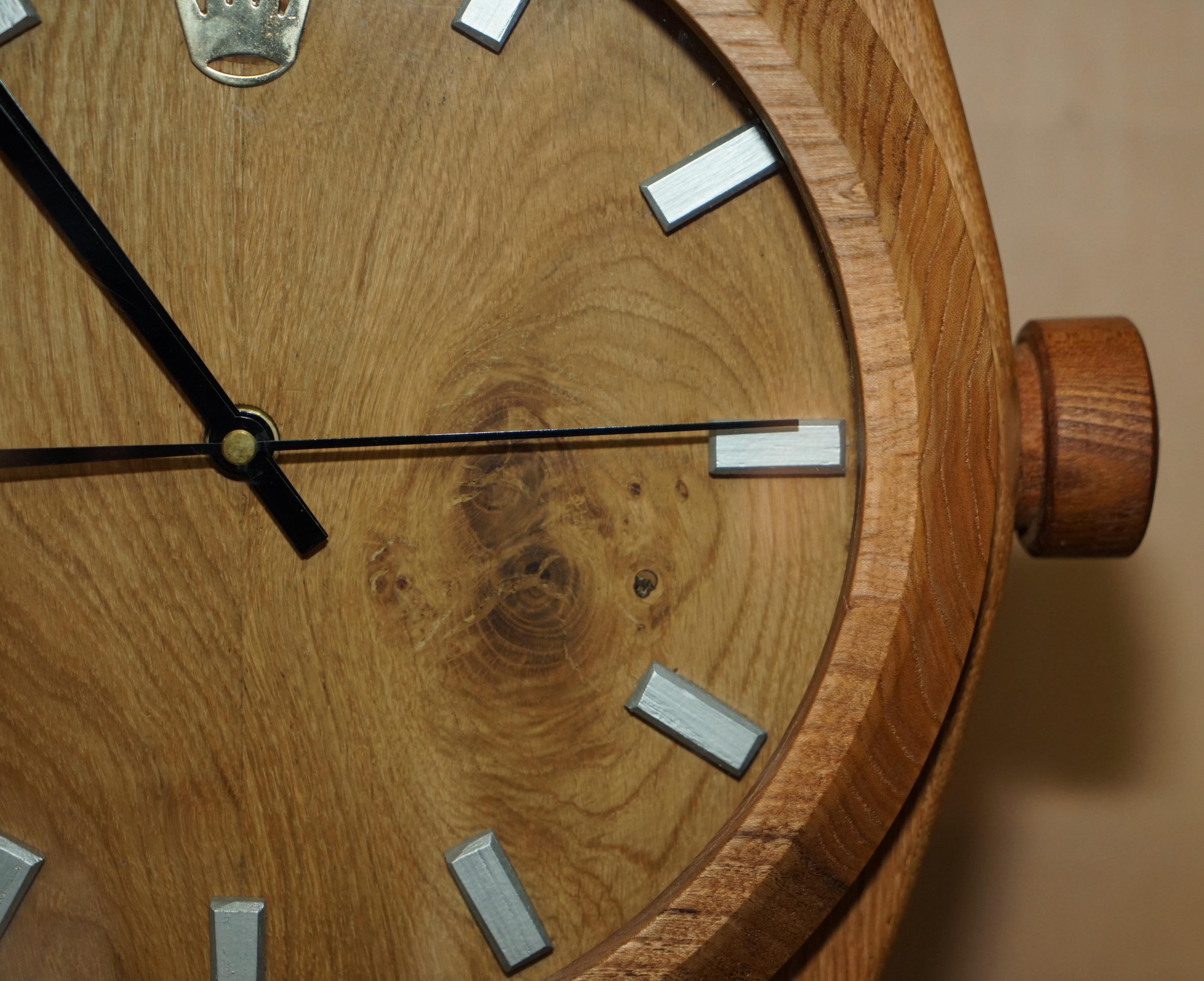 Hand Solid Elm & Oak Rolex Oyster Perpetual Wristwatch Wall Clock 6
