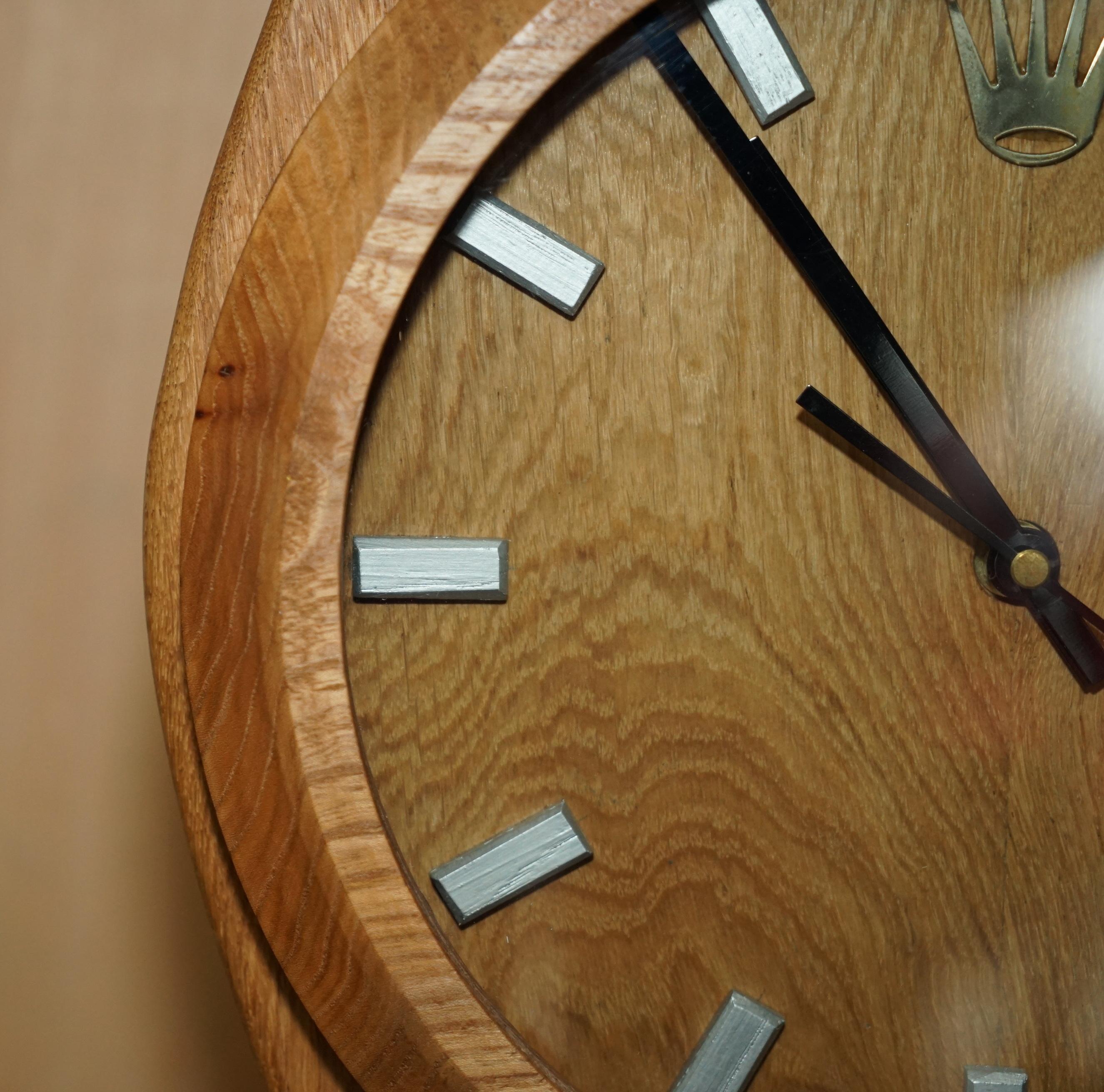 Hand Solid Elm & Oak Rolex Oyster Perpetual Wristwatch Wall Clock 8