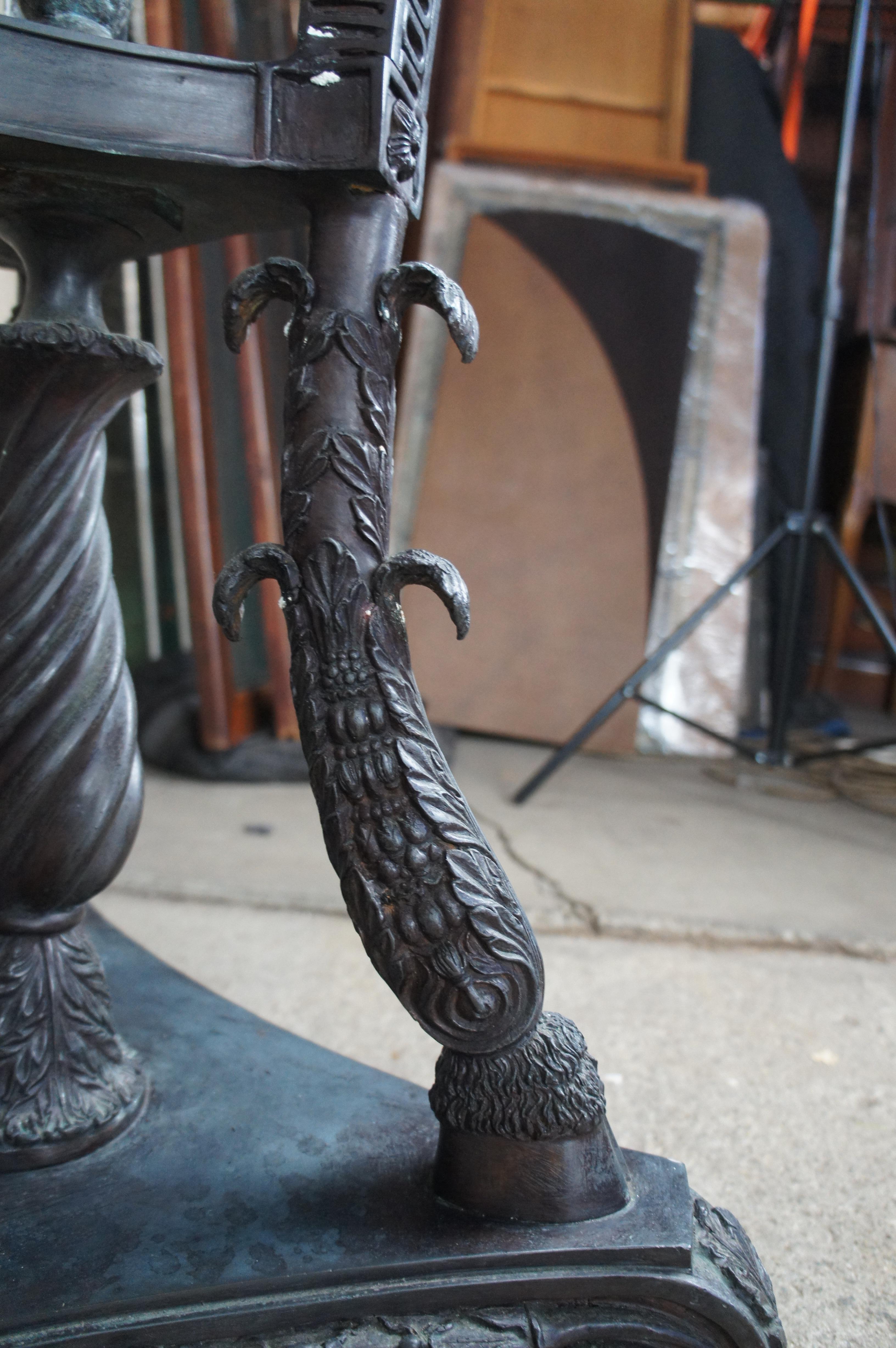 2 Metropolitan Galleries Neoclassical Bronze Rams Head Sculpture Pedestals Stand en vente 5