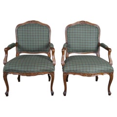 2 Meyer Gunther Martini French Louis XV Fauteuil Arm Chairs Ralph Lauren Plaid