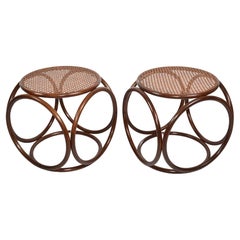 Retro 2 Michael Thonet Bentwood Cane Stool Ottoman Side Table End Table Rustic Austria