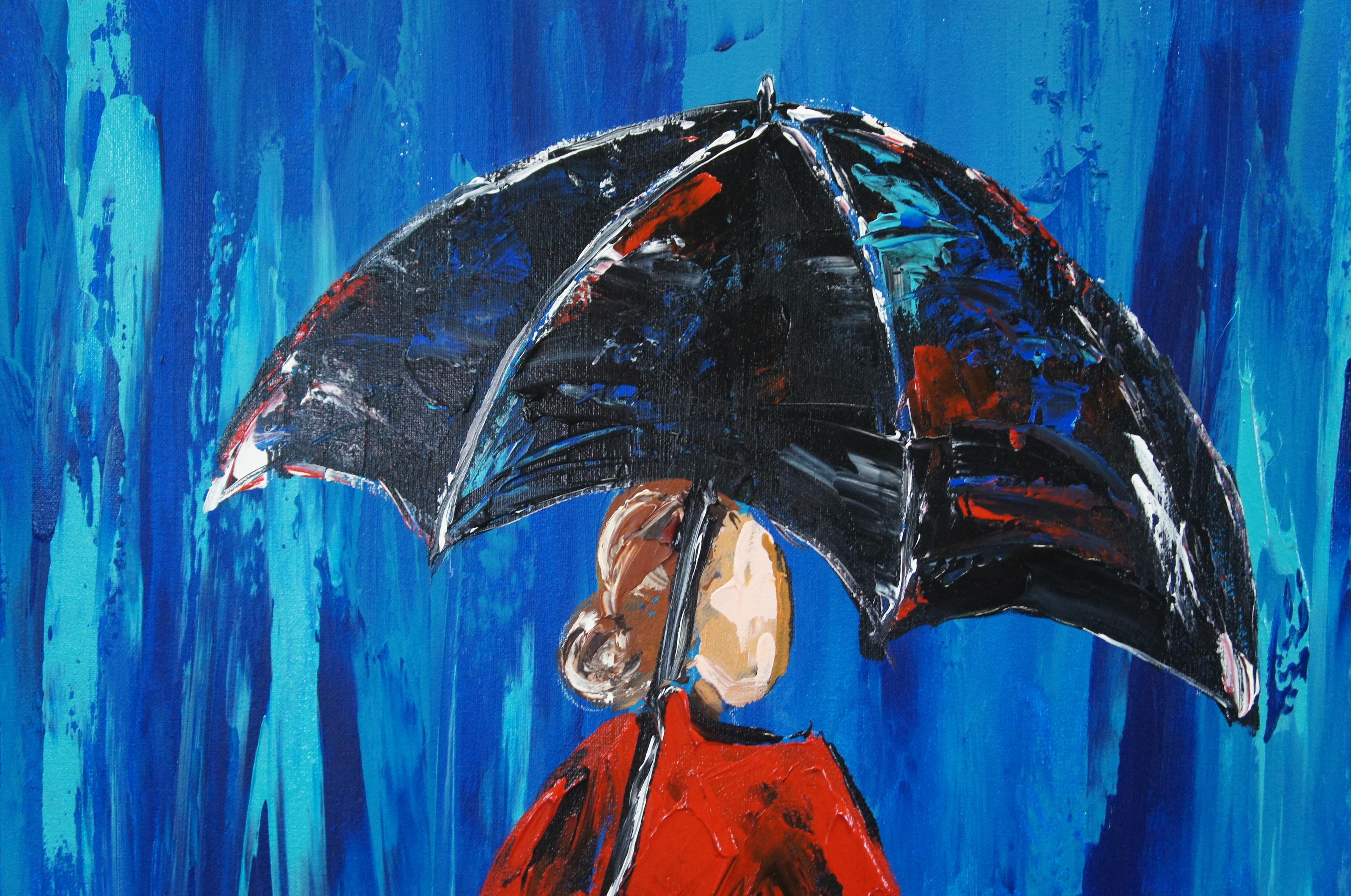2 Michael Tolleson Robles Frauen beim Spazierengehen mit Regenschirmen, Ölgemälde 36