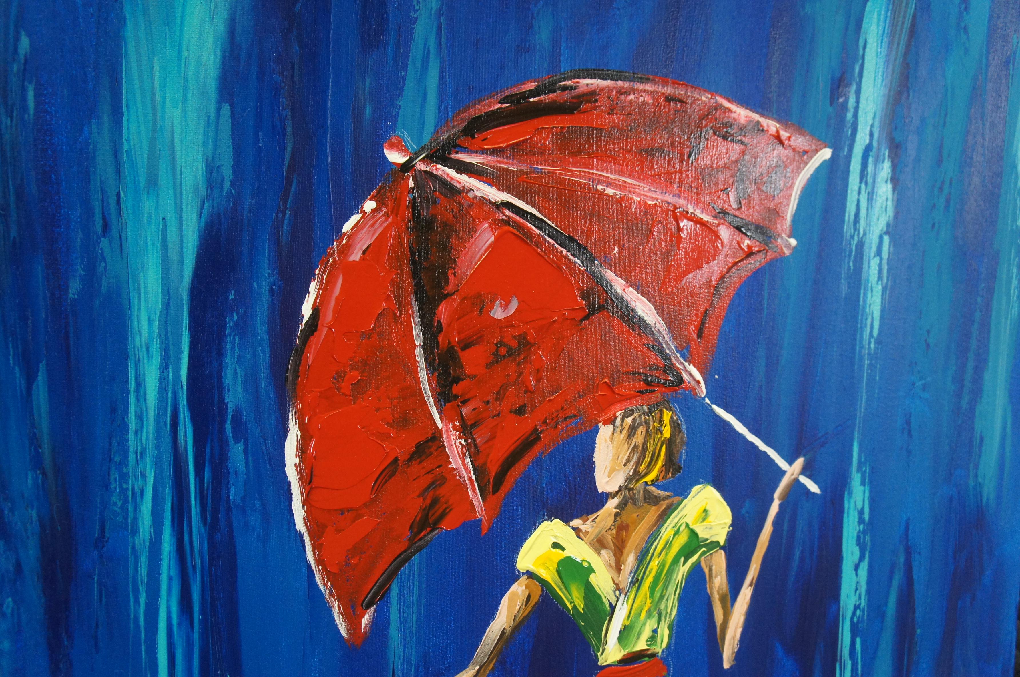 2 Michael Tolleson Robles Frauen beim Spazierengehen mit Regenschirmen, Ölgemälde 36