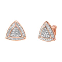 2 Micron 14K Rose Gold Plated Sterling Silver 1/25 Carat Diamond Stud Earrings