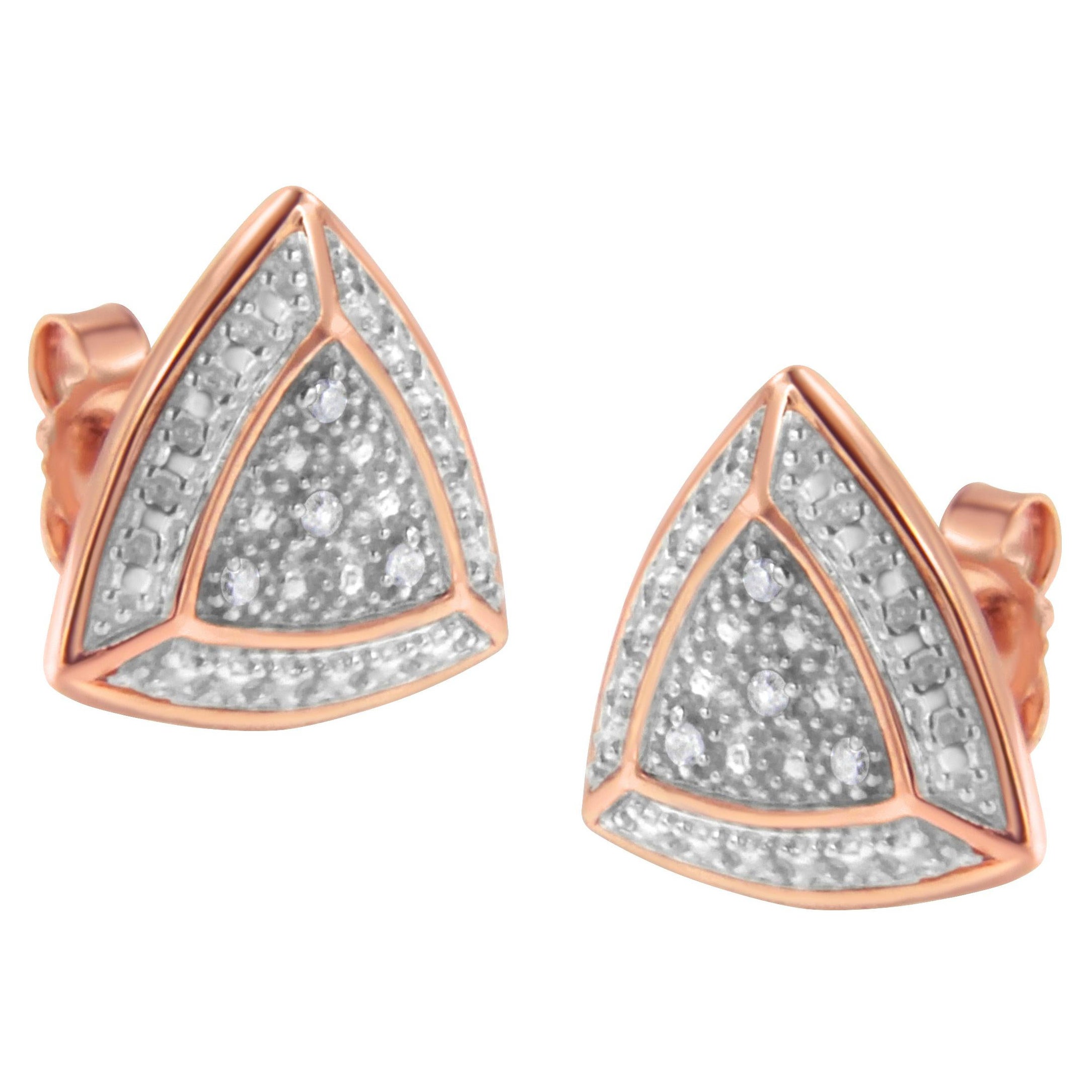 Orecchini con diamante da 2 micron placcati in oro rosa 14K A. Silver da 1/25 carati in vendita