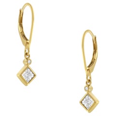 Pendants d'oreilles en or jaune 14 carats plaqué 2 micron avec diamants de 1/3 carat