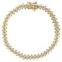 Bracelet à maillons en forme de S en argent sterling plaqué or jaune avec 2 micron et diamants de 3,00 carats