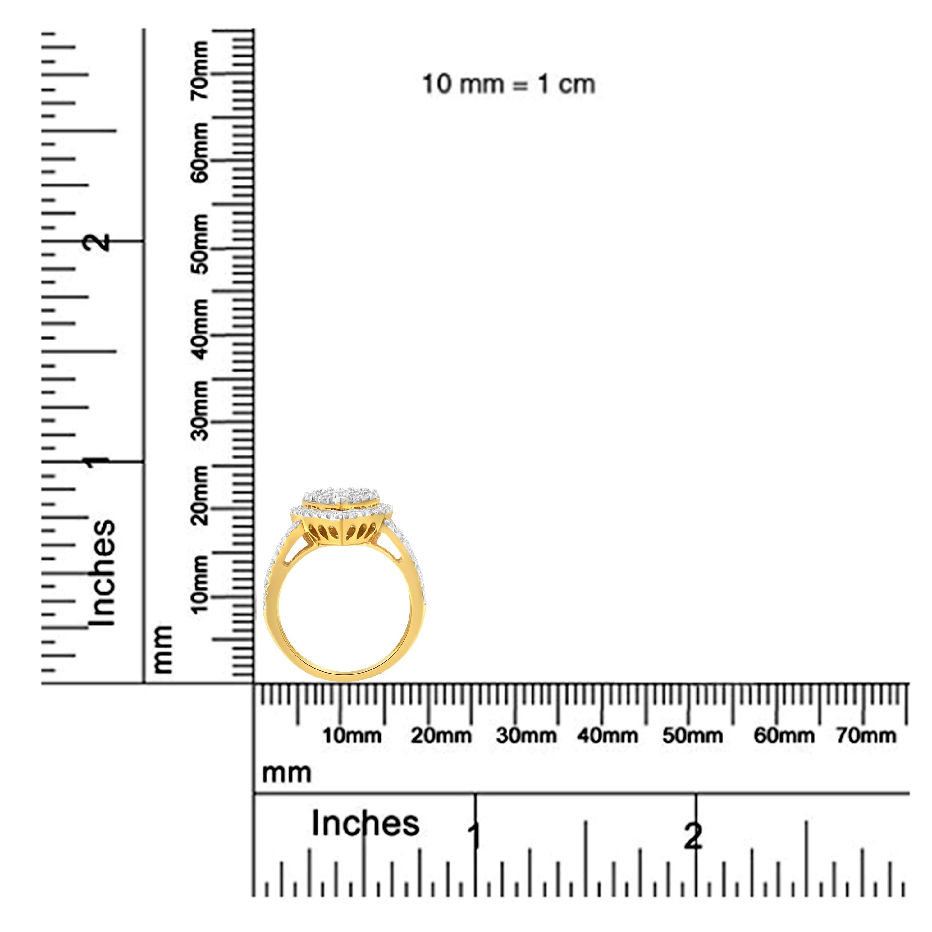 2 Micron Gelb plattiert Sterling Silber 1 1/2 cttw Diamond Cluster Ring im Angebot 1