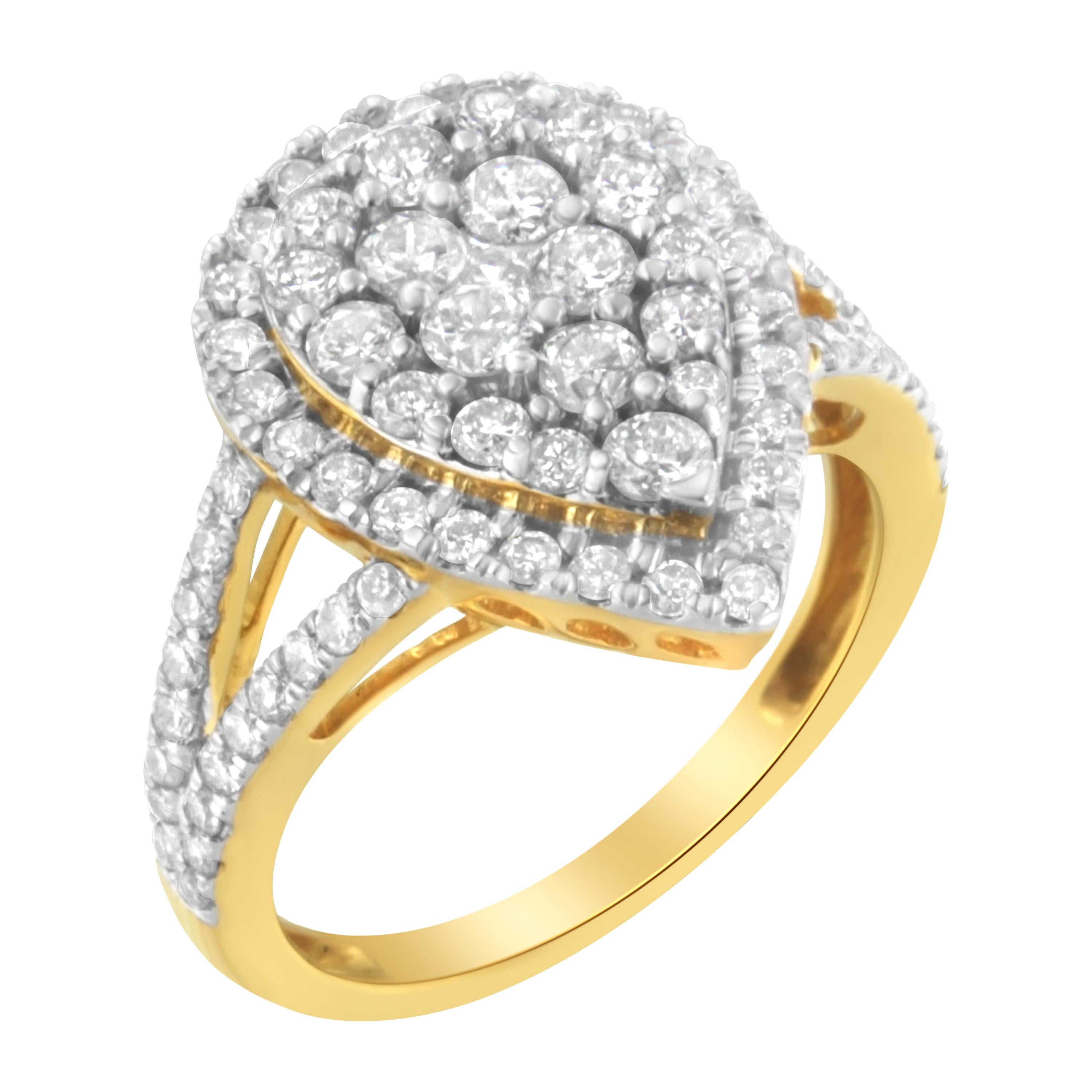2 Micron Gelb plattiert Sterling Silber 1 1/2 cttw Diamond Cluster Ring im Angebot