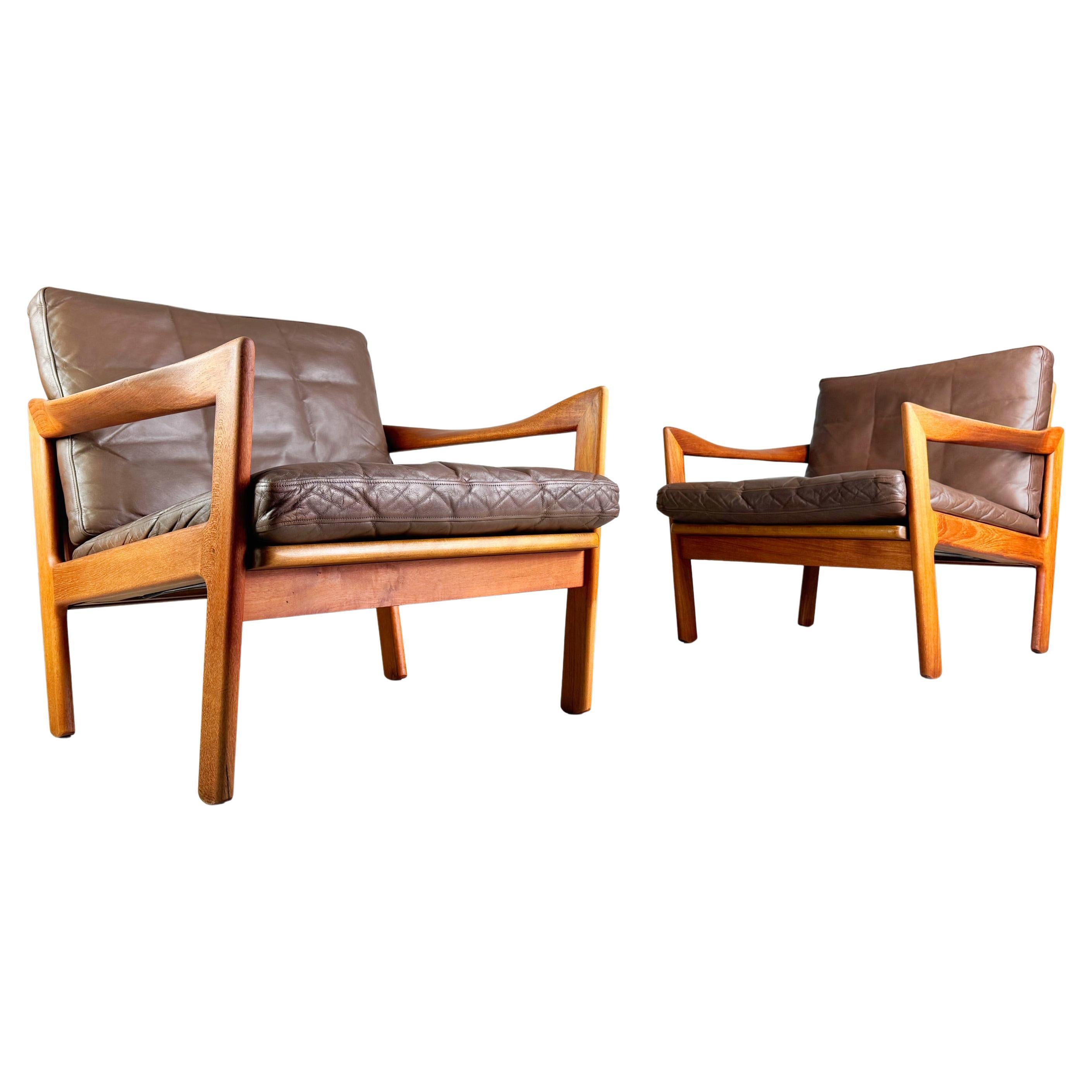 2 Mid Century armchairs Niels Eilersen Illum Wikkelsø Easy chair Teak