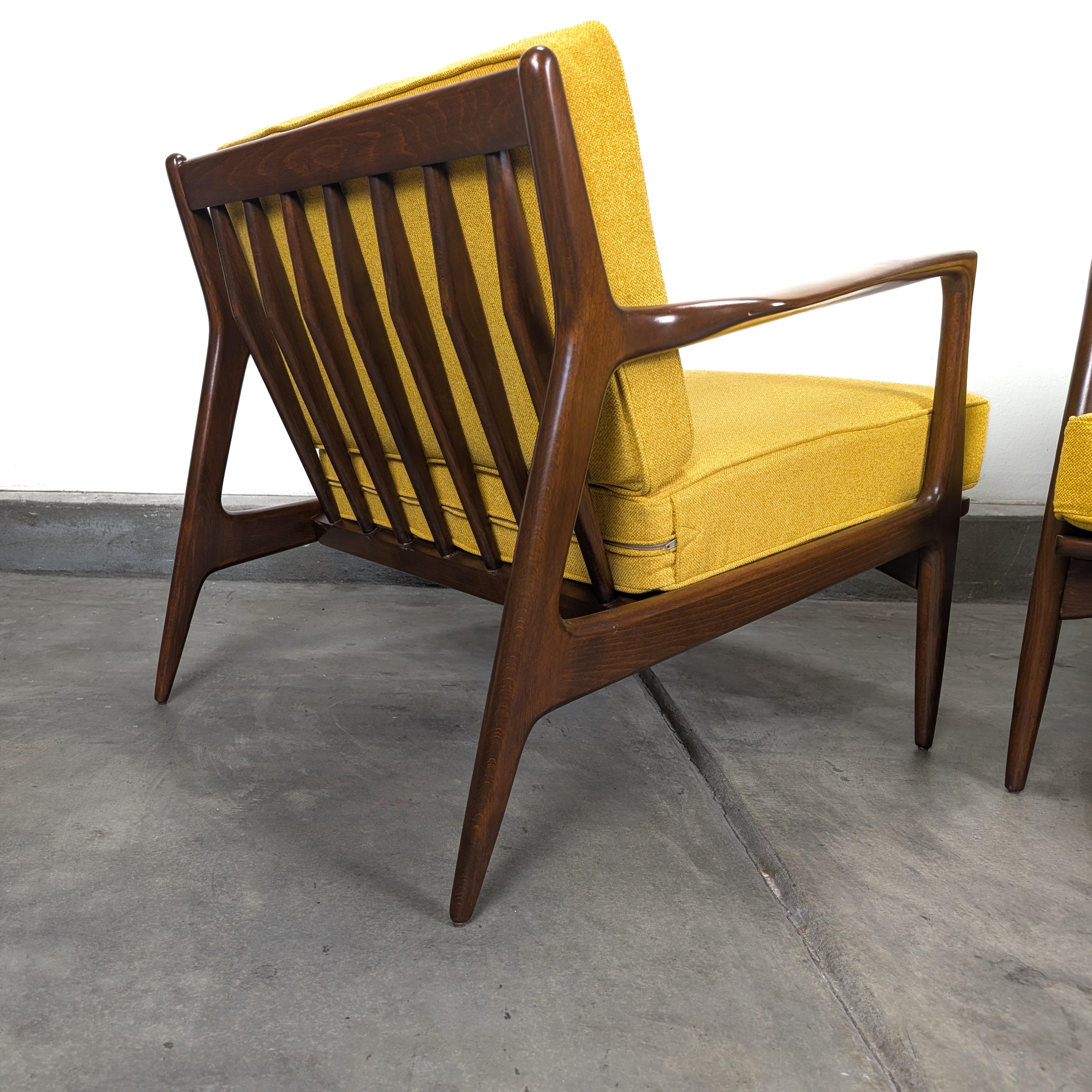 2 Mid Century 'Blade Arm' Lounge Chairs by Ib Kofod-Larsen for Selig, c1960s For Sale 8