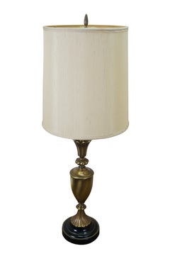 2 Mid Century Brass Neoclassical Mantel Vase Trophy Urn Table Lamps 38"