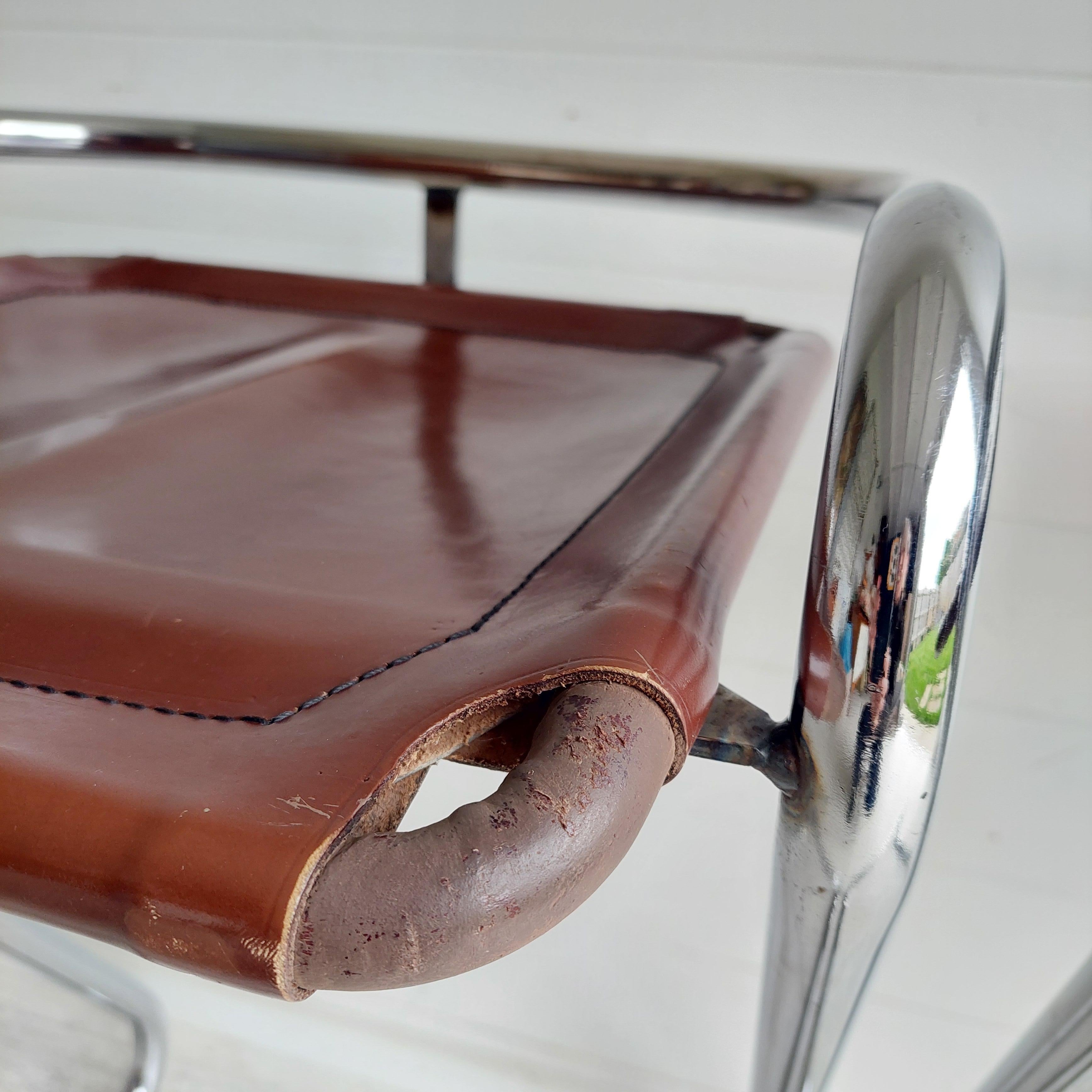 2 Mid Century Chrome & leatherette Bar Stools Borge Lindau style, Italy 1970s 7