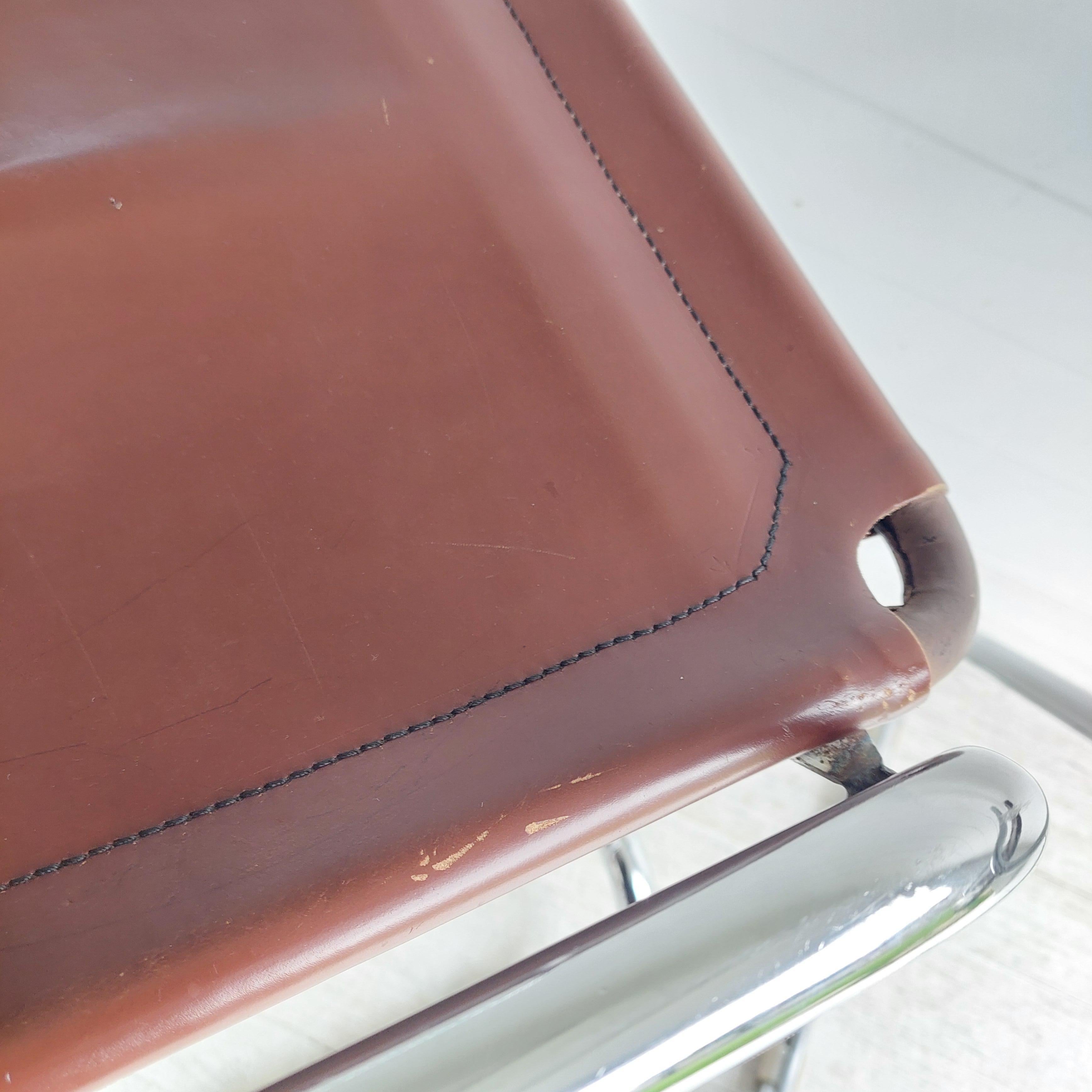2 Mid Century Chrome & leatherette Bar Stools Borge Lindau style, Italy 1970s 10