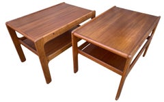 '2' Midcentury Danish Modern Simple Teak End Side Bedside Tables Nightstands