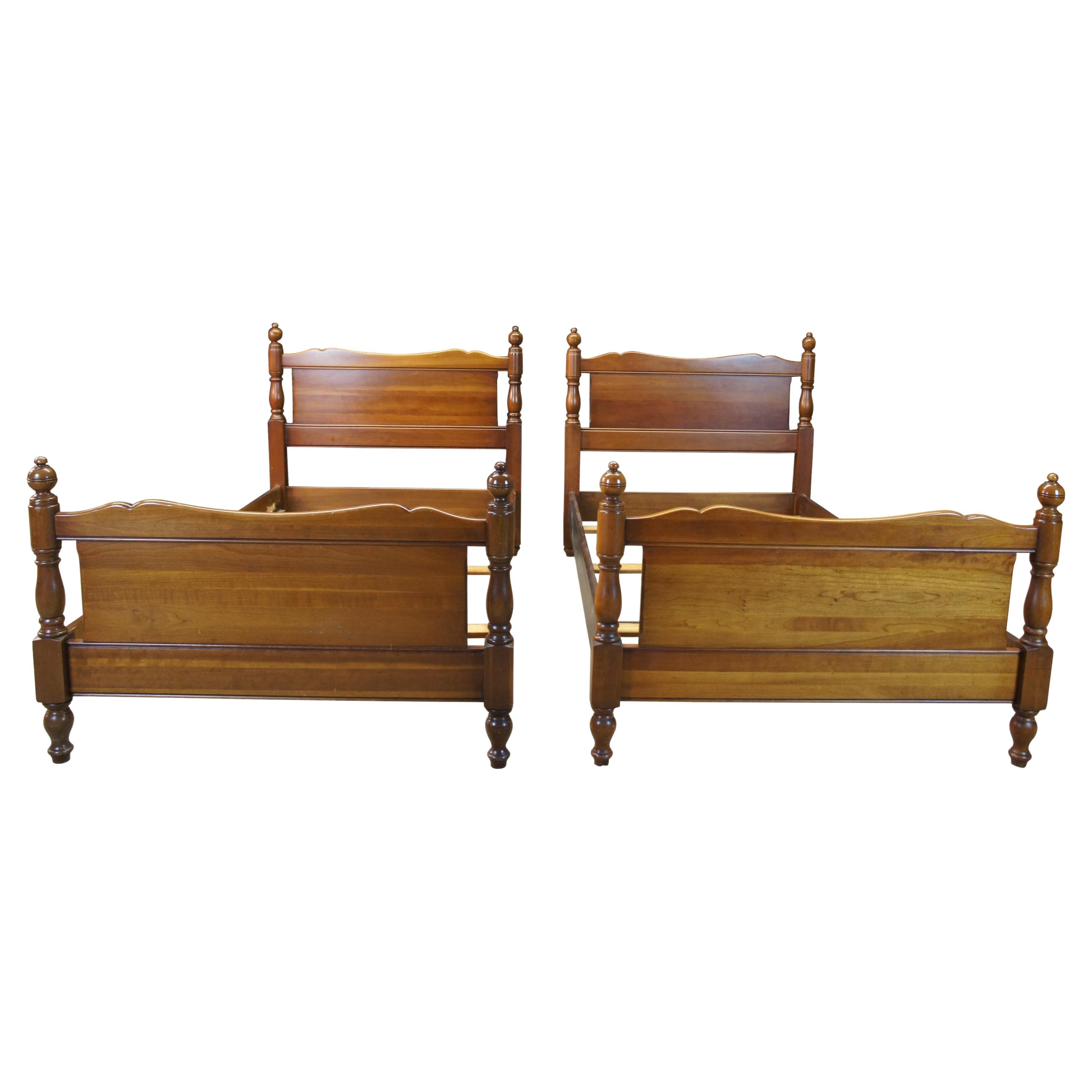 2 Mid Century Early American Georgetown Galleries Solid Cherry Twin Post Beds
