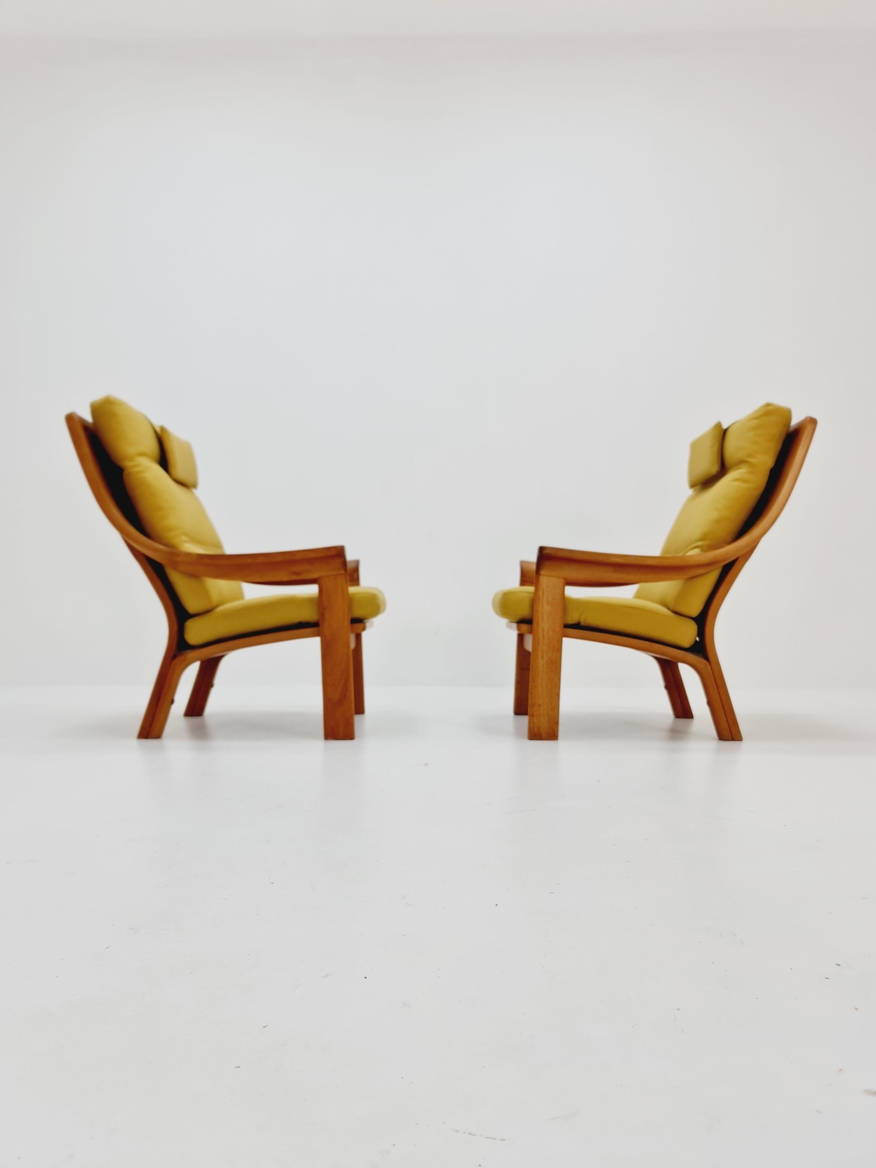 Mid-Century Modern 2 Mid century easy lounge chairs by P.Jeppesen in solid teak For Sale