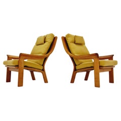 Vintage 2 Mid century easy lounge chairs by P.Jeppesen in solid teak