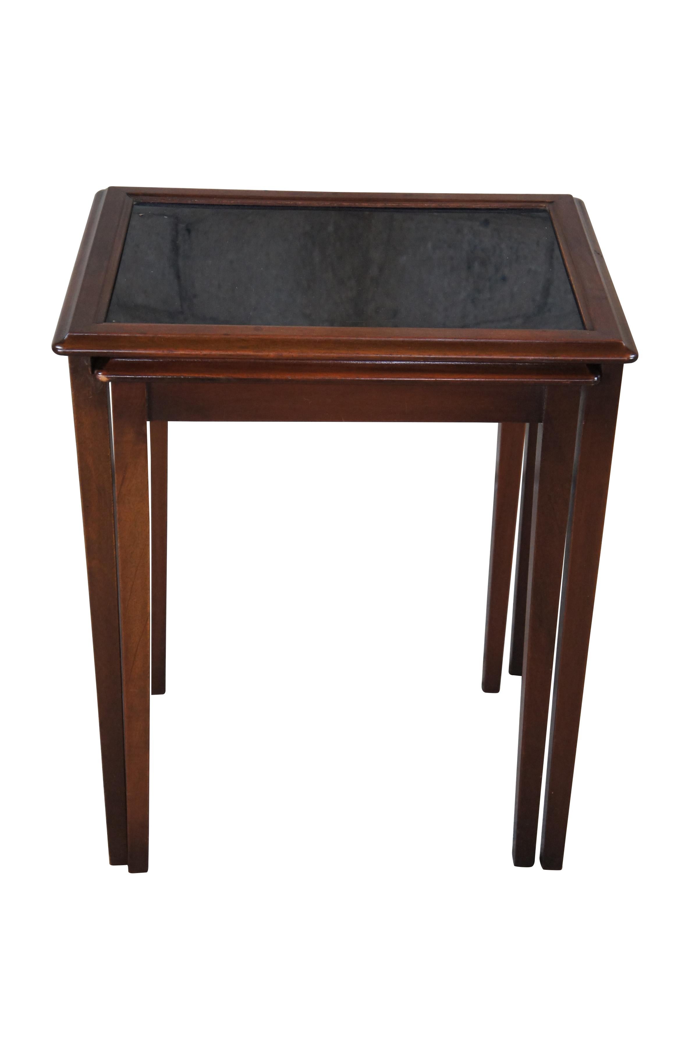 Mid-Century Modern 2 Mid Century Ferguson Bros Mahogany Nesting Side Accent Tables Vintage Pair