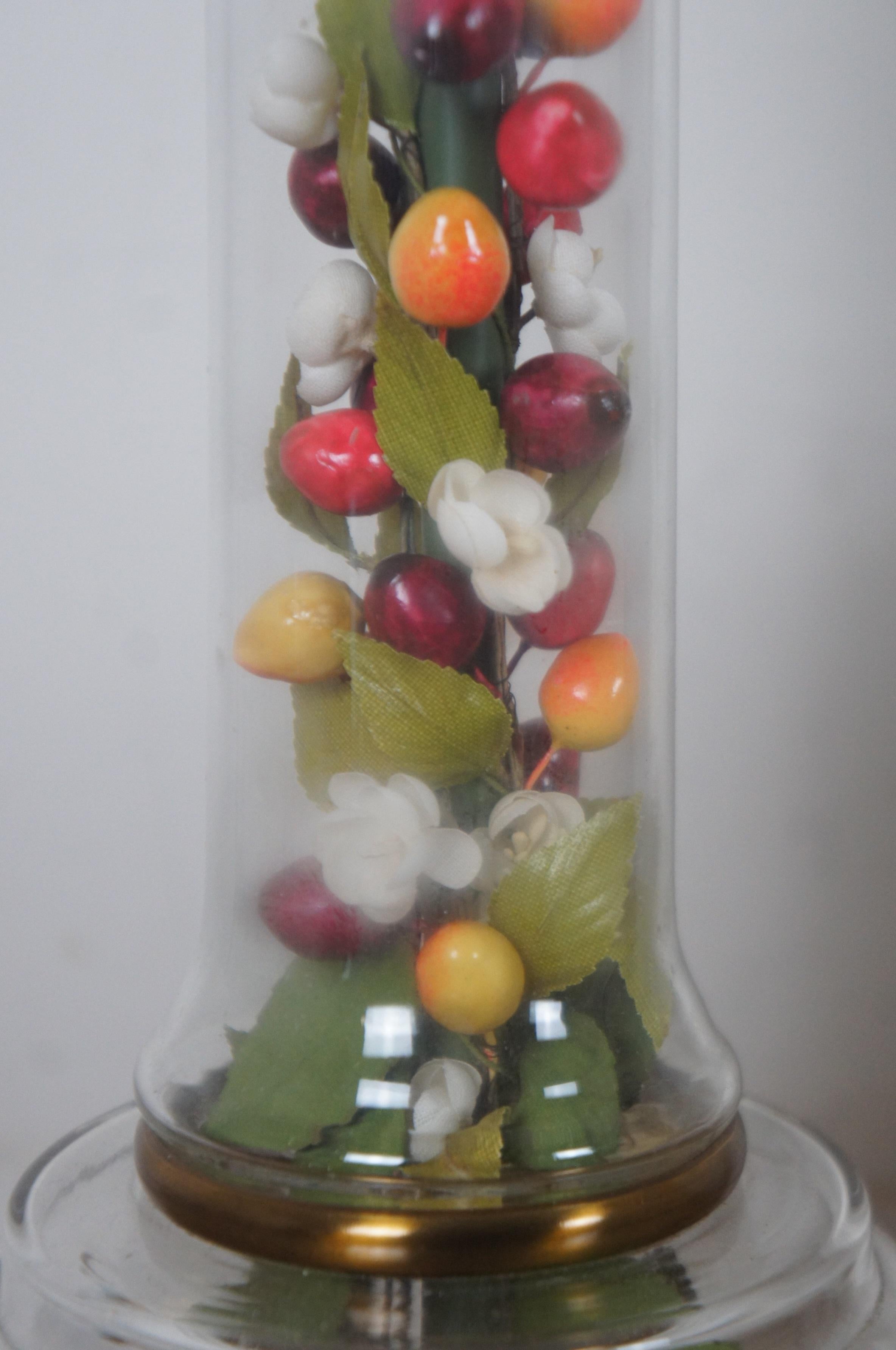 2 Frederick Cooper Glass Brass Foliage Fruit Berries Table Lamps For Sale 2