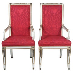 2 Karges French Empire Regency Klismos Dining Arm Chairs Provincial