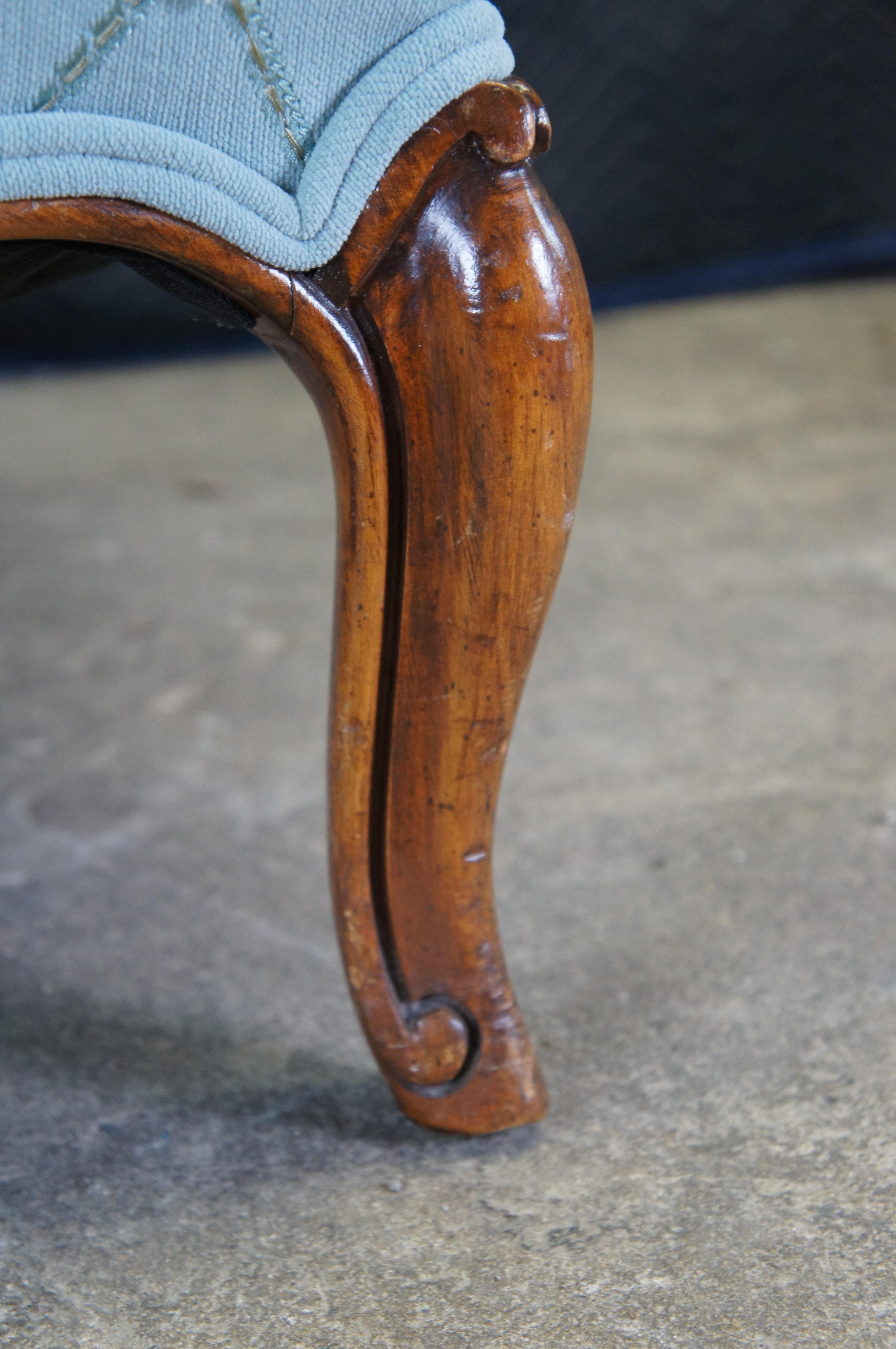 2 Mid Century French Provincial Walnut Downfilled Club Lounge Library Armchairs 5