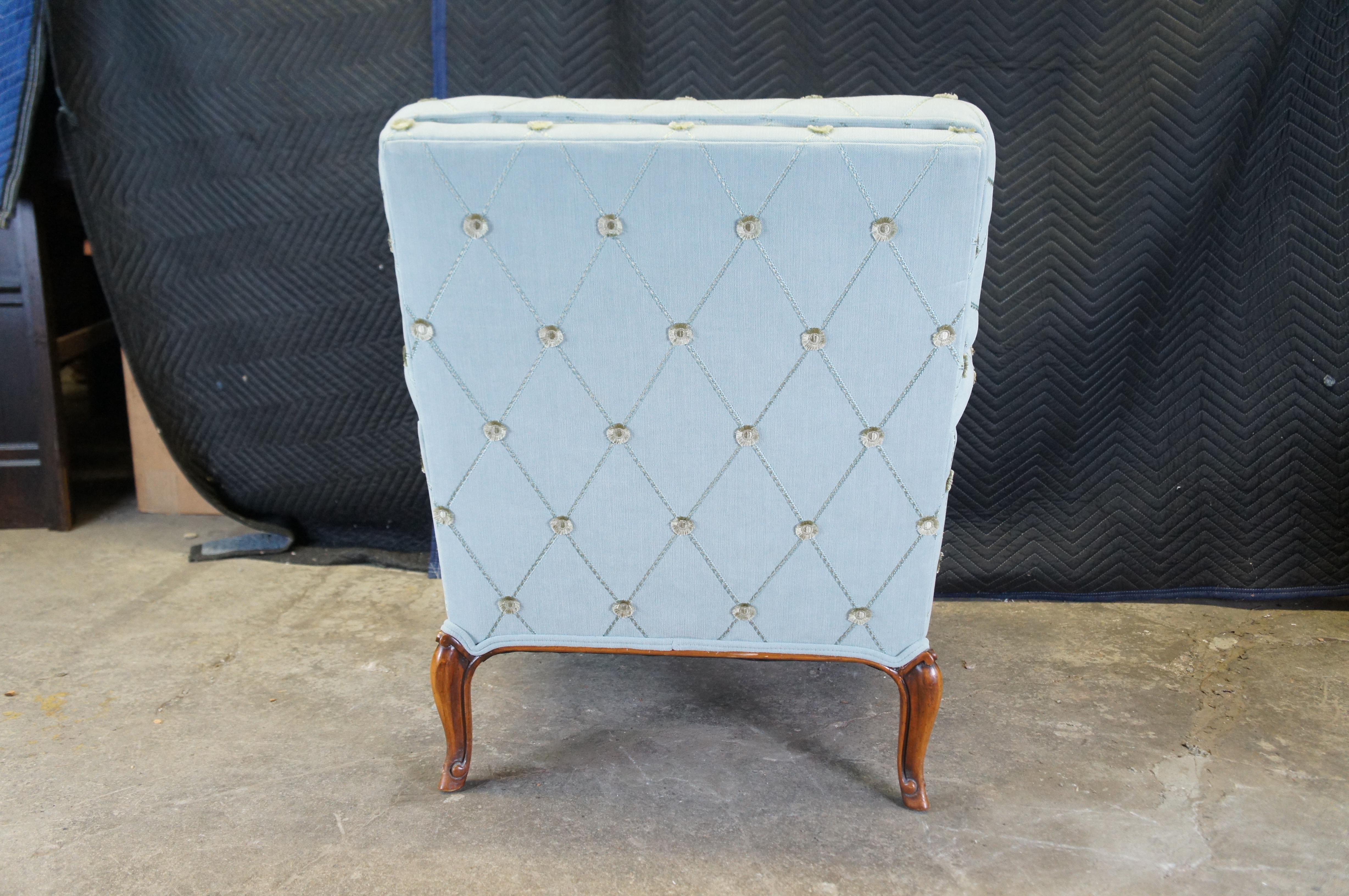 2 Mid Century French Provincial Walnut Downfilled Club Lounge Library Armchairs 7