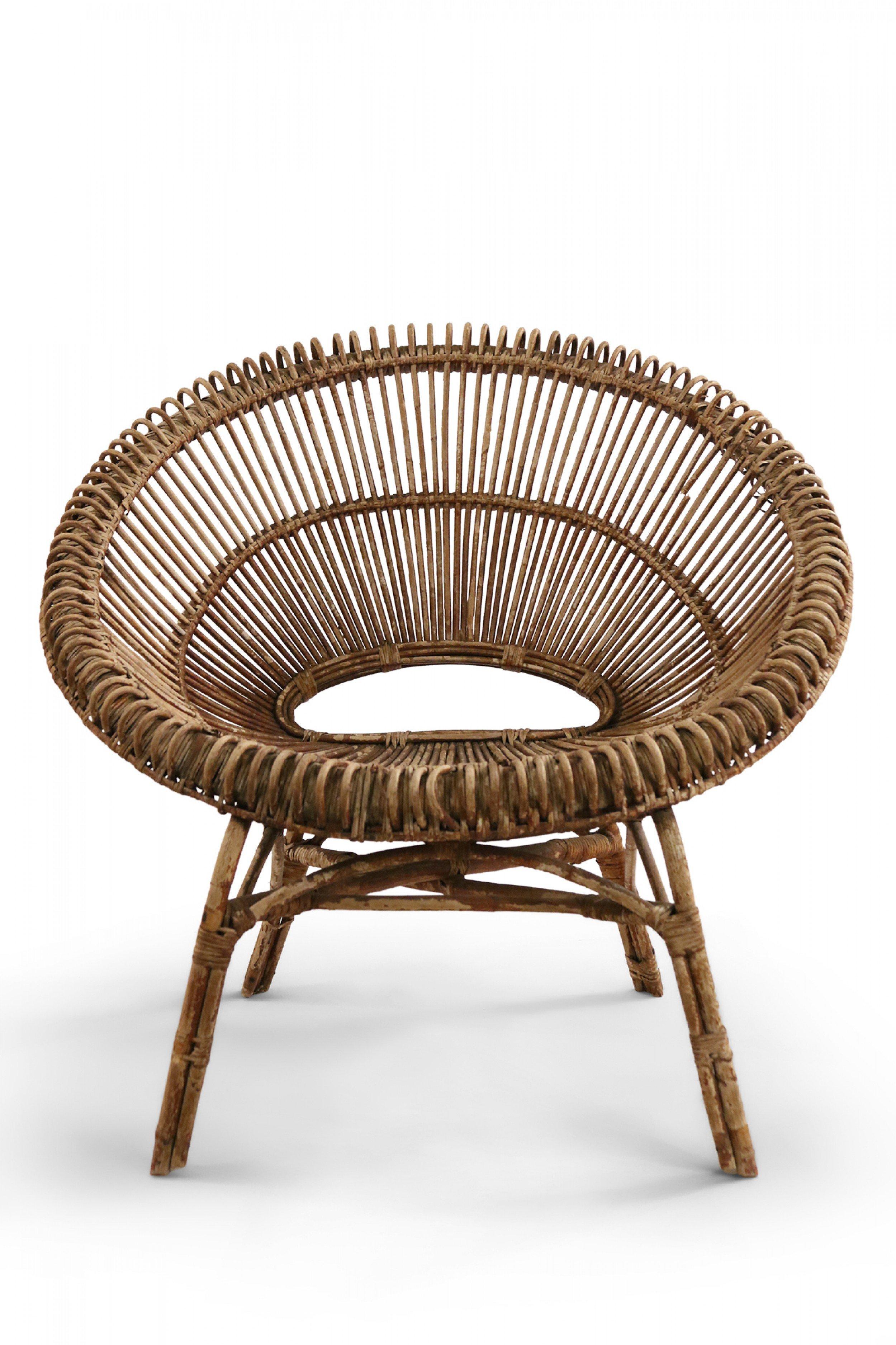 2 Mid-Century French Round Bamboo and Rattan Chairs For Sale 8