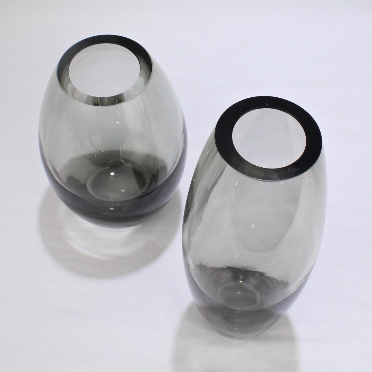 2 Midcentury Grey Hellas Vases by Per Lutken for Holmegaard Glass, 1956 2