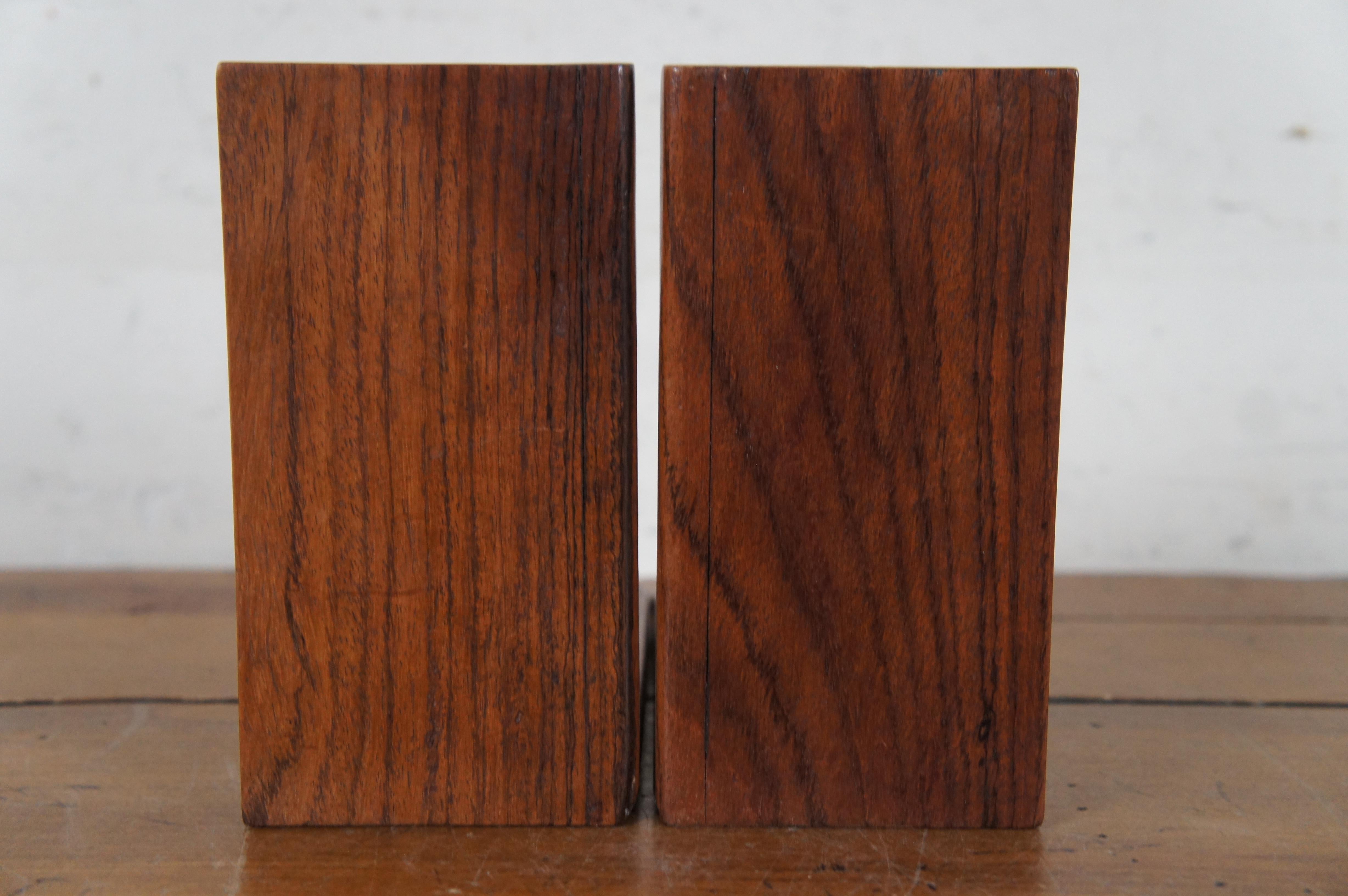 2 Mid Century Hand Carved Rosewood African Elephant Bookends 6.5