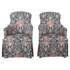 2 Poltrone da pranzo Library Club con schienale alto e gonna del Mid Century