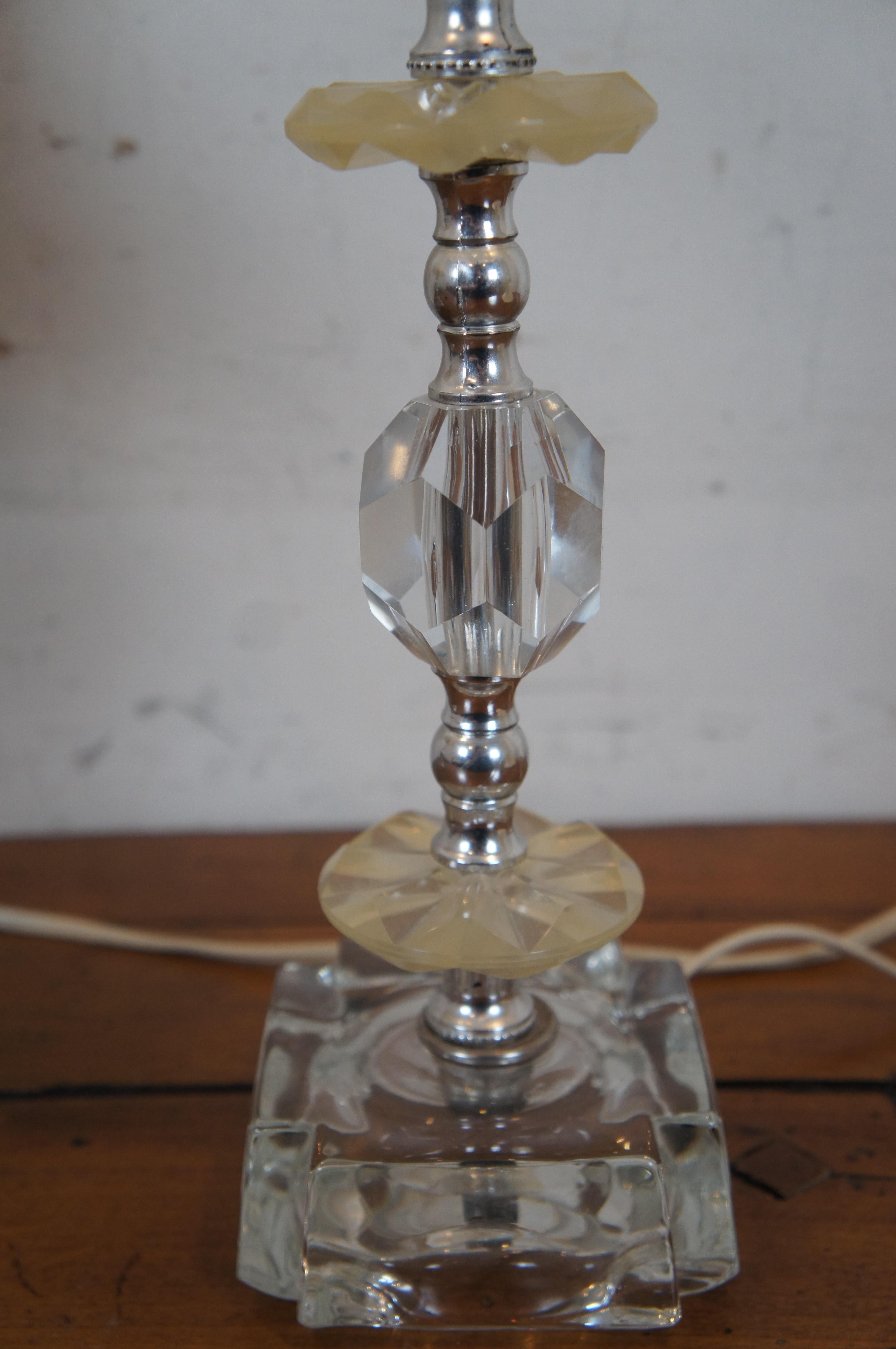 2 Mid-Century Hollywood Regency Crystal & Lucite Boudoir Vanity Lamps For Sale 5